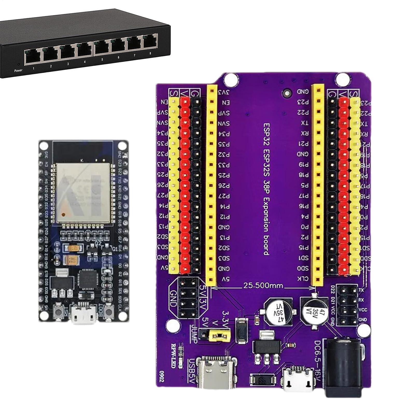 – ESP32 Board - 38-Pin Heavy Duty ESP32S Microcontroller | Universal ESP32 Breakout Board, Multifunctional WiFi Wireless Expansion for IoT Development