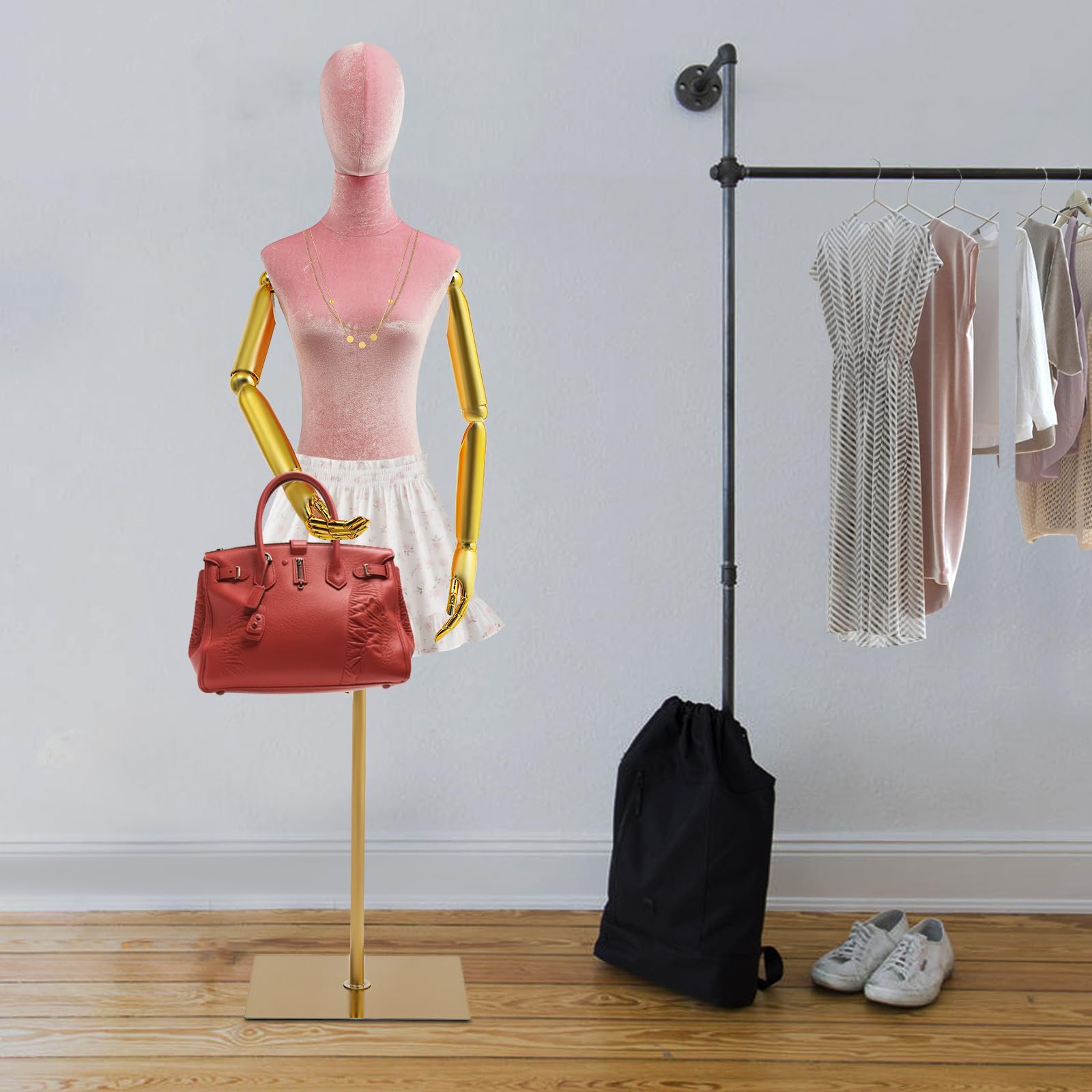 Manichino sartoriale regolabile, manichino femminile con altezza regolabile (59-78 pollici), modello di abiti da esposizione nei negozi di abbigliamento, testa e braccia staccabili per vestirsi