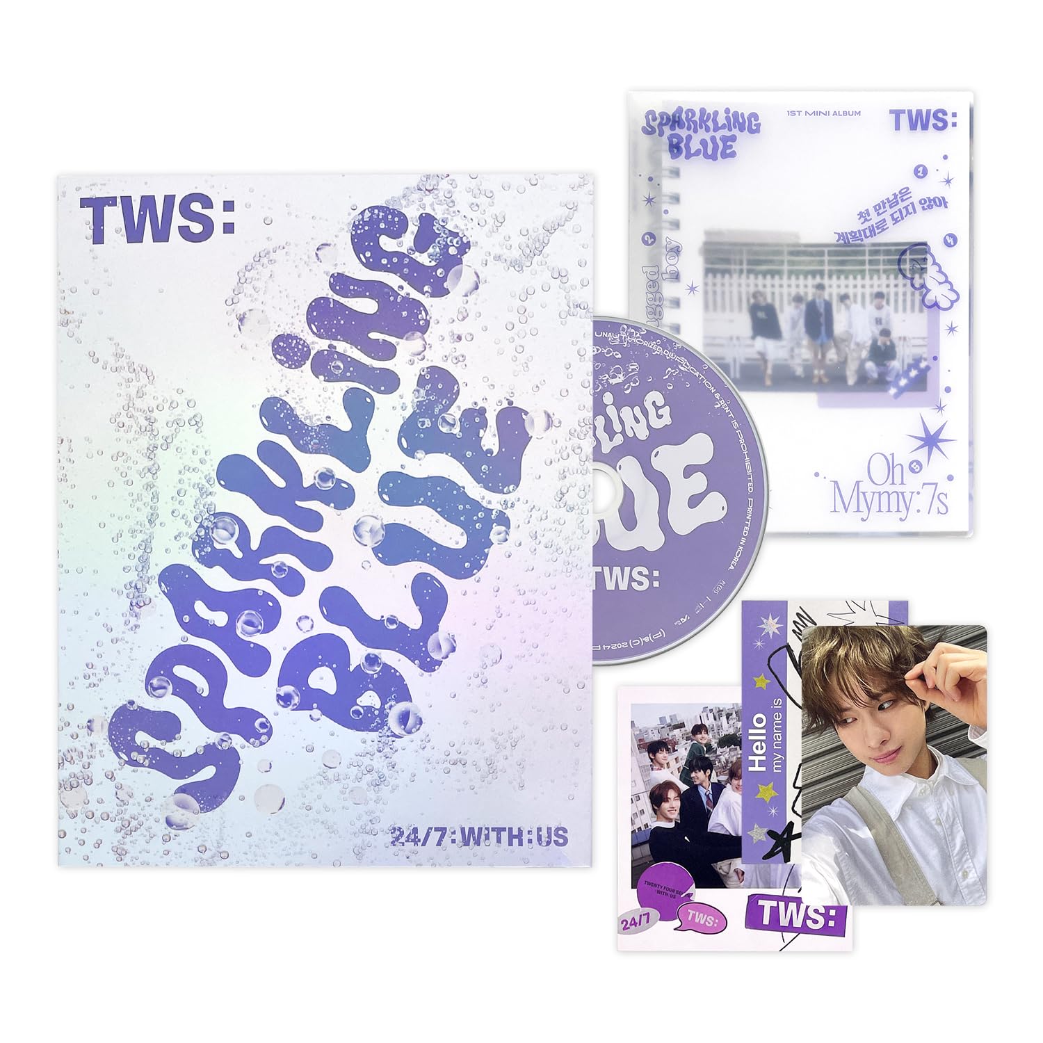 Pledis Ent. TWS - 1st Mini Album [Sparkling Blue] (LUCKY Ver.) Out Box + Photo Book + Sticker + CD-R + Polaroid + Nmae Tag + Photocard + 3 Extra Photocards