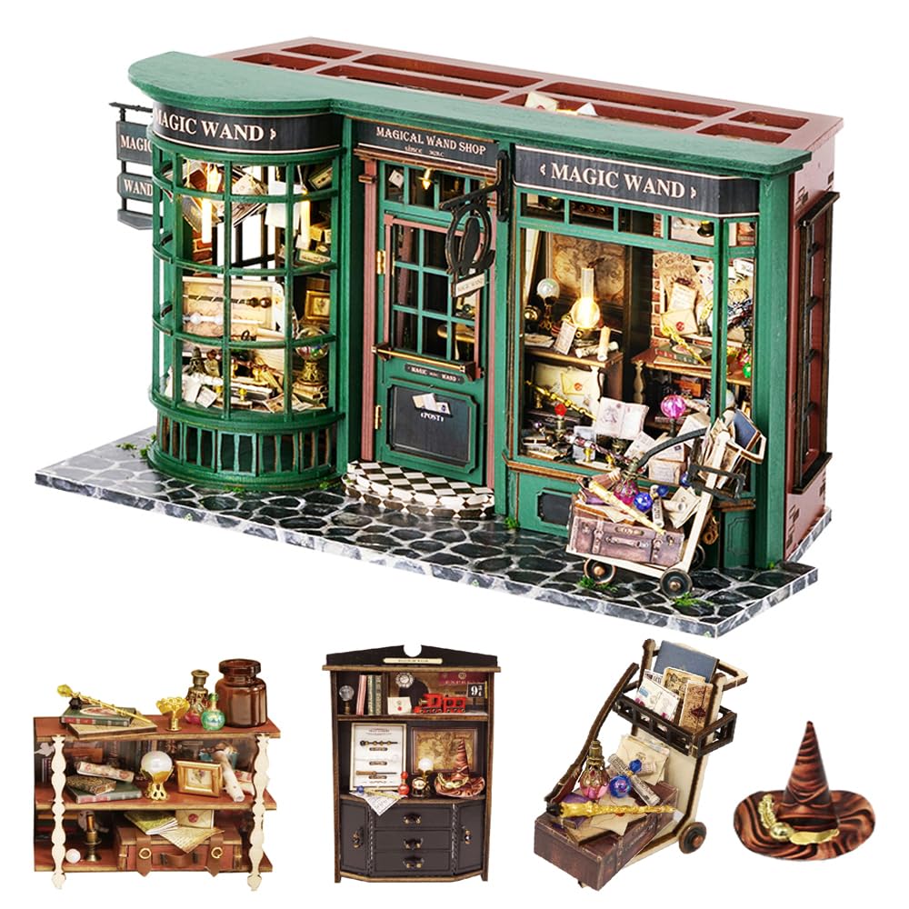 CUTEROOM DIY Mininature Dolls House Kit, Wooden Dollhouse Model Kits for Adults to Build, Magic Miniature House Kit for Teen Girls Boys Women Gift