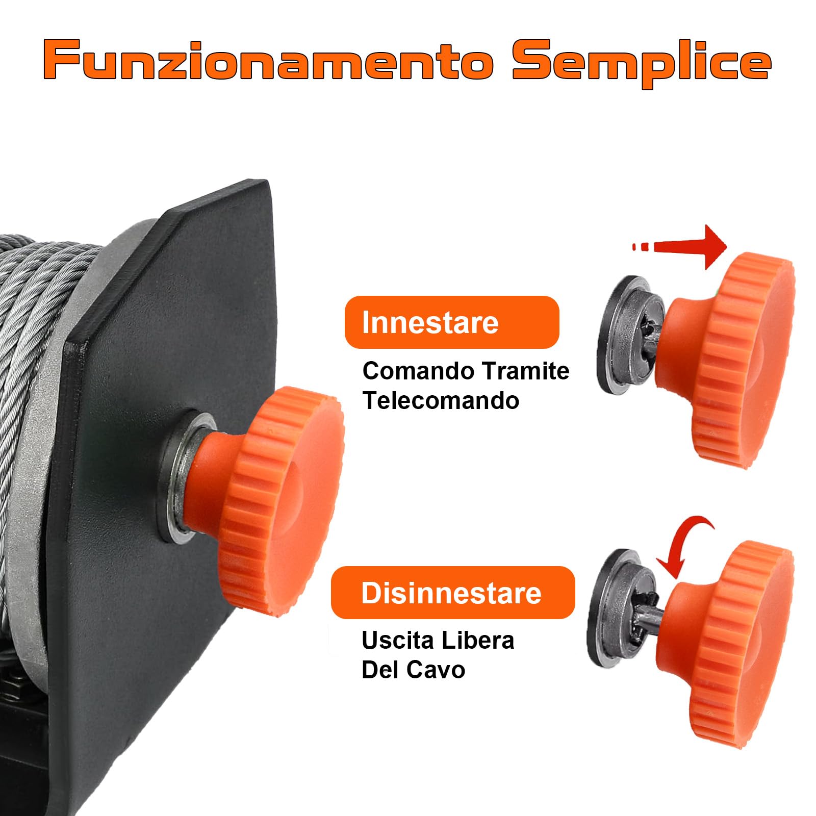 RUGCEL Verricello Elettrico 2500 lb 12V, verricello per ATV/UTV con Cavo in Acciaio, Piastra di Montaggio e Telecomando cablato, per rimorchio, Fuoristrada e Recupero