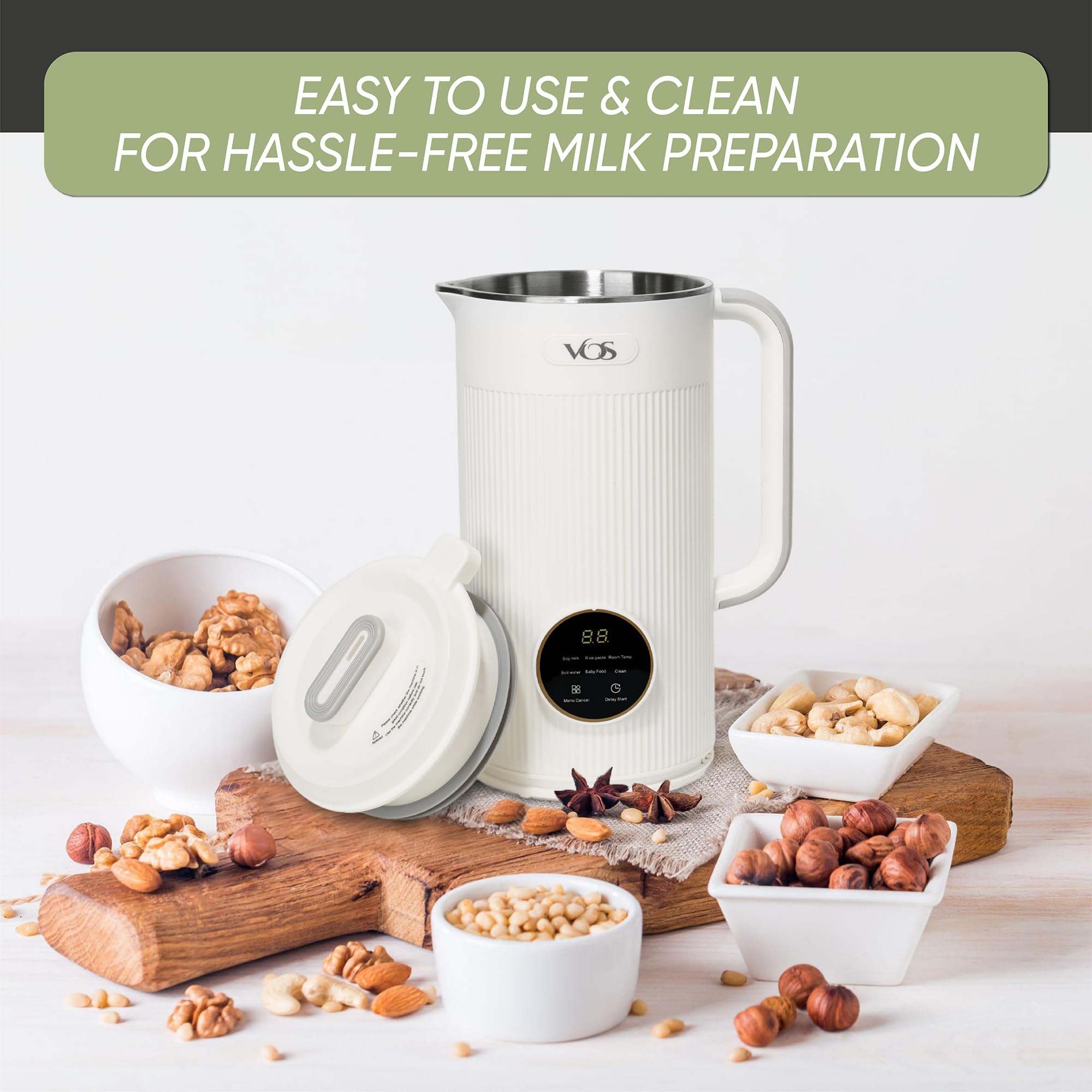 Vos Nut Milk Maker Machine High-Capacity 40oz 1.2 Liter with Gift Glass Bottle Multifunctional Soy Milk Maker Almond Milk Machine Maker Almond Milk Maker Oat Milk Maker