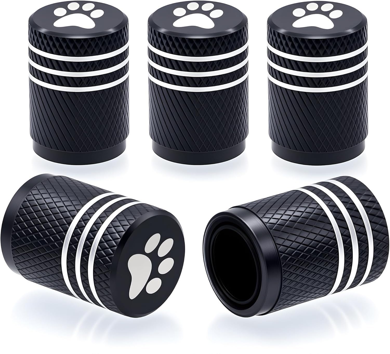 WOMGKDA Dice Shape Tire Valve Stem Caps 4PCS, Universal Copper Core Dustproof Tire Valve Covers for Cars, SUVs, Trucks, Motorcycles and Bicycles, Black, 5 pcs