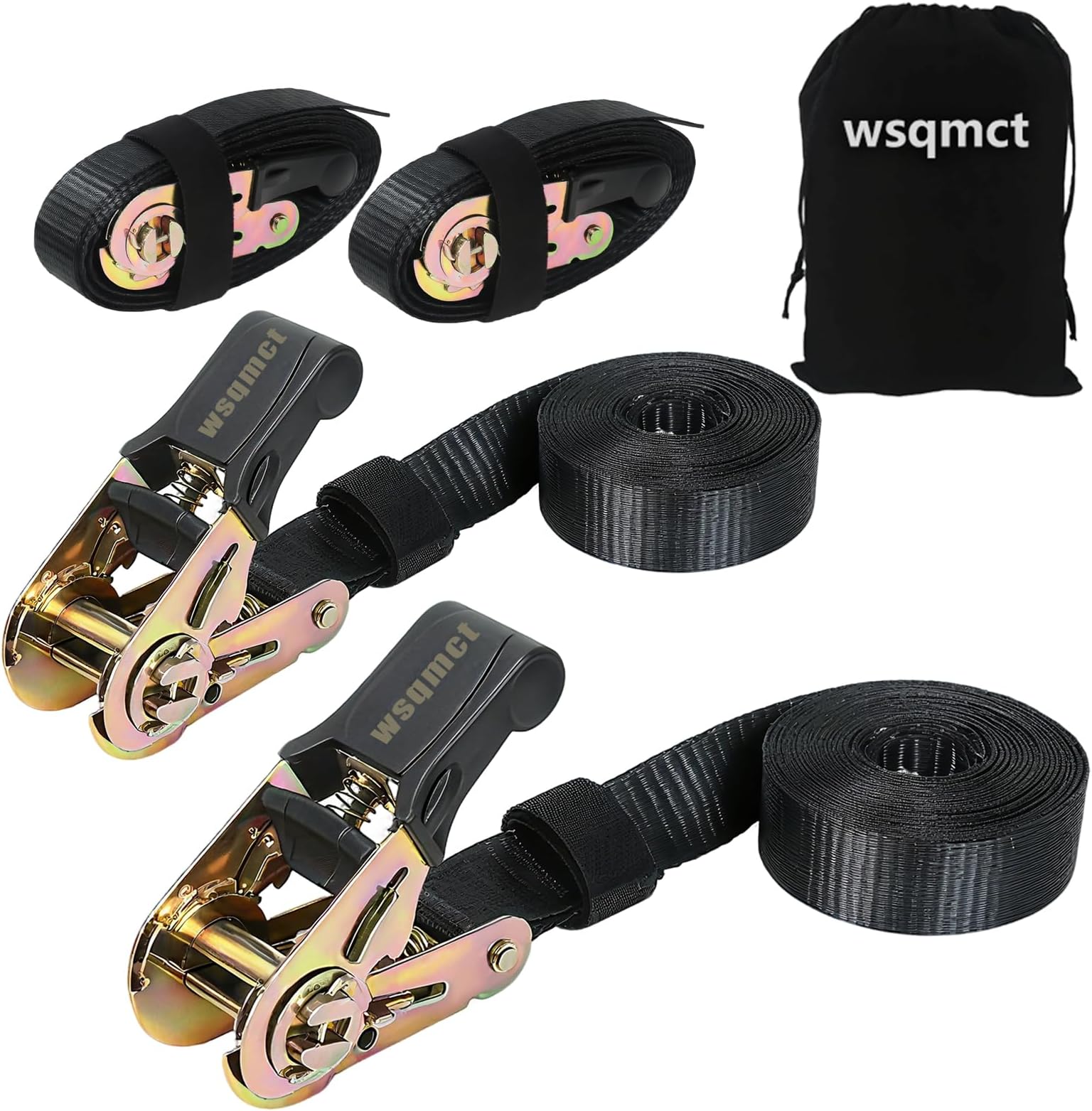 [2-Pack] 1" x 10' Ratchet Straps, 1800lbs Break Strength Heavy Duty Tie-Down with Endless Loops, Secure Lashing for Truck, Motorcycle, Moving, Furniture