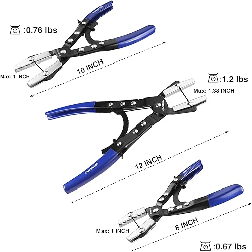 Miniatura 7 de WORKPRO Juego de alicates de manguera de trinquete de 3 piezas, 8 pulgadas, 10 pulgadas, 12 pulgadas, juego de alicates de manguera de bloqueo con