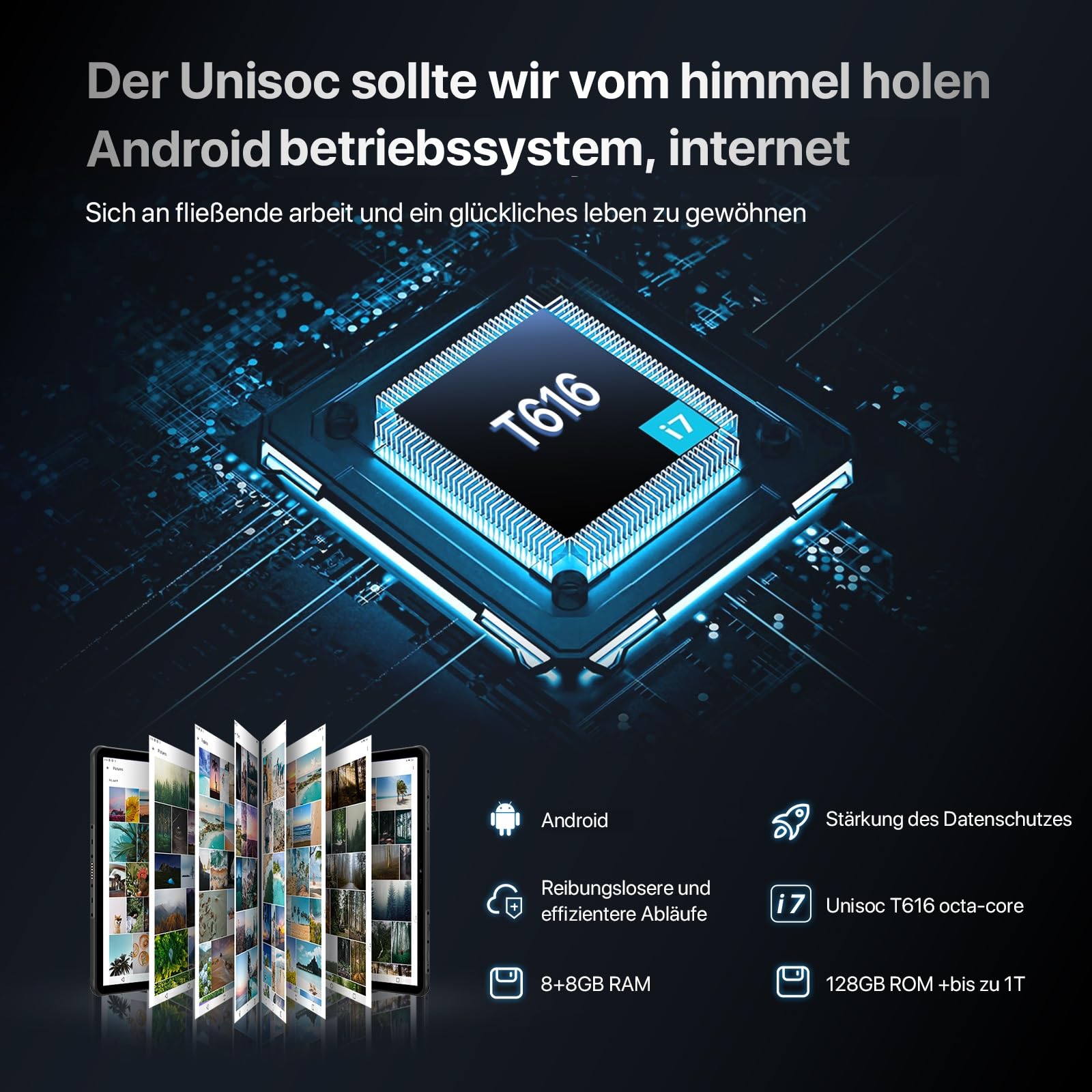 UMIDIGI Outdoor Tablet 11 Zoll 2K FHD+,16GB+128GB,Dual 4G SIM Tablette | Active T1 Leichtes Rugged Tablet Wasserdicht, Octe-Core/16MP*2/10000mAh/GPS/OTG/5G WIFI/IP68/IP69K, Android Tablets mit Stift