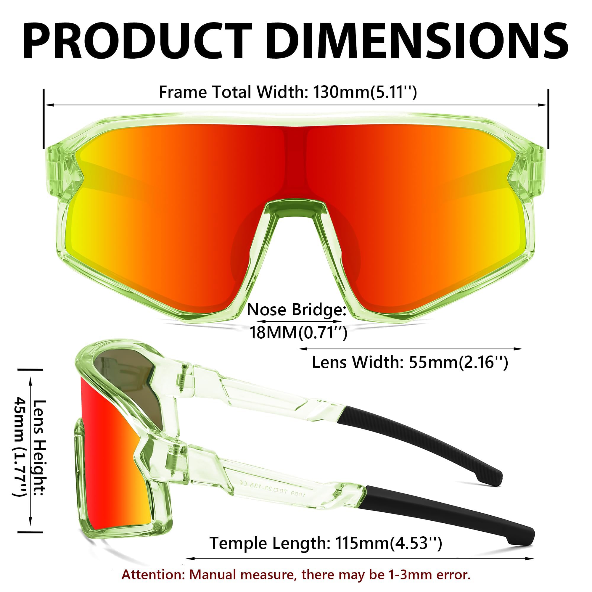 FEISEDY Jugendliche Kinder Sportbrille Polarisierte 6-15 Jahre Fahrradbrille UV400 Schutz Sport Sonnenbrille für Jungen Mädchen B0183