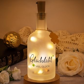 TUZELIYA LED Flaschenlicht mit Spruch Gl ckslicht - Geldgeschenke Geburtstag - Geschenke f r Frauen Freundin Lieblingsmensch - Geburtstag Hochzeit Muttertag Weihnachten - Mutmacher Geschenk [Energieklasse G]