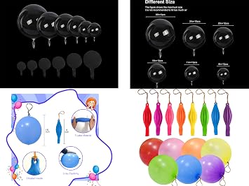 55pcs 6 Sizes Transparent Bobo Balloons and 48pcs Punch 7 Assorted Color Balloons for Baby Shower Wedding Birthday Christmas Indoor Outdoor Party Decoration