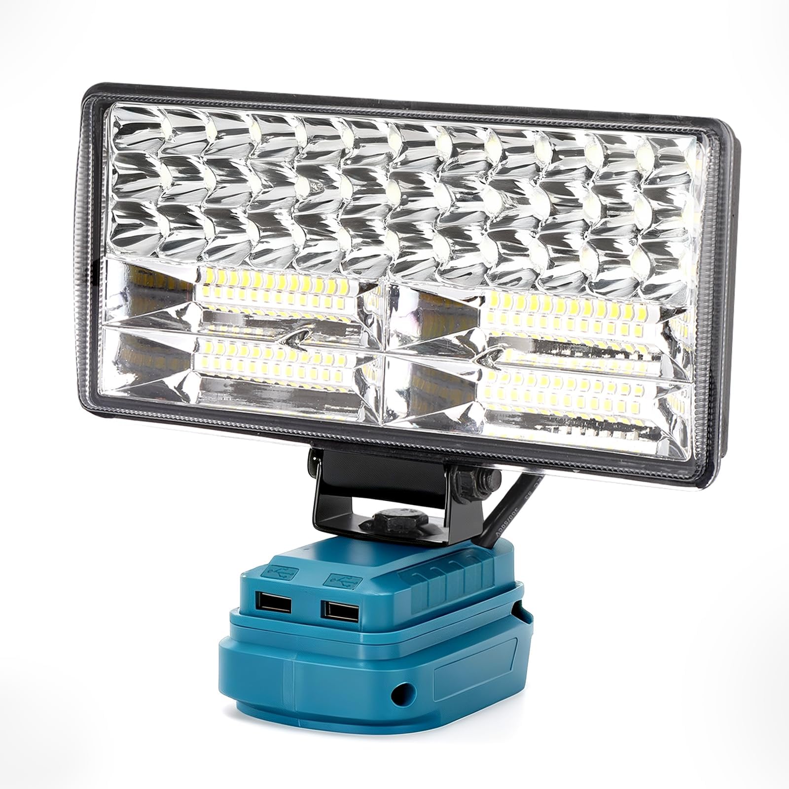 Lampe de Chantier pour Makita 18V, 6000LM Projecteur Chantier Portable, 2 Modes, Lampe LED Rechargeable avec 2 Ports Chargement USB, IP65, pour Garage, Camping, Panne de Courant (sans Batterie)