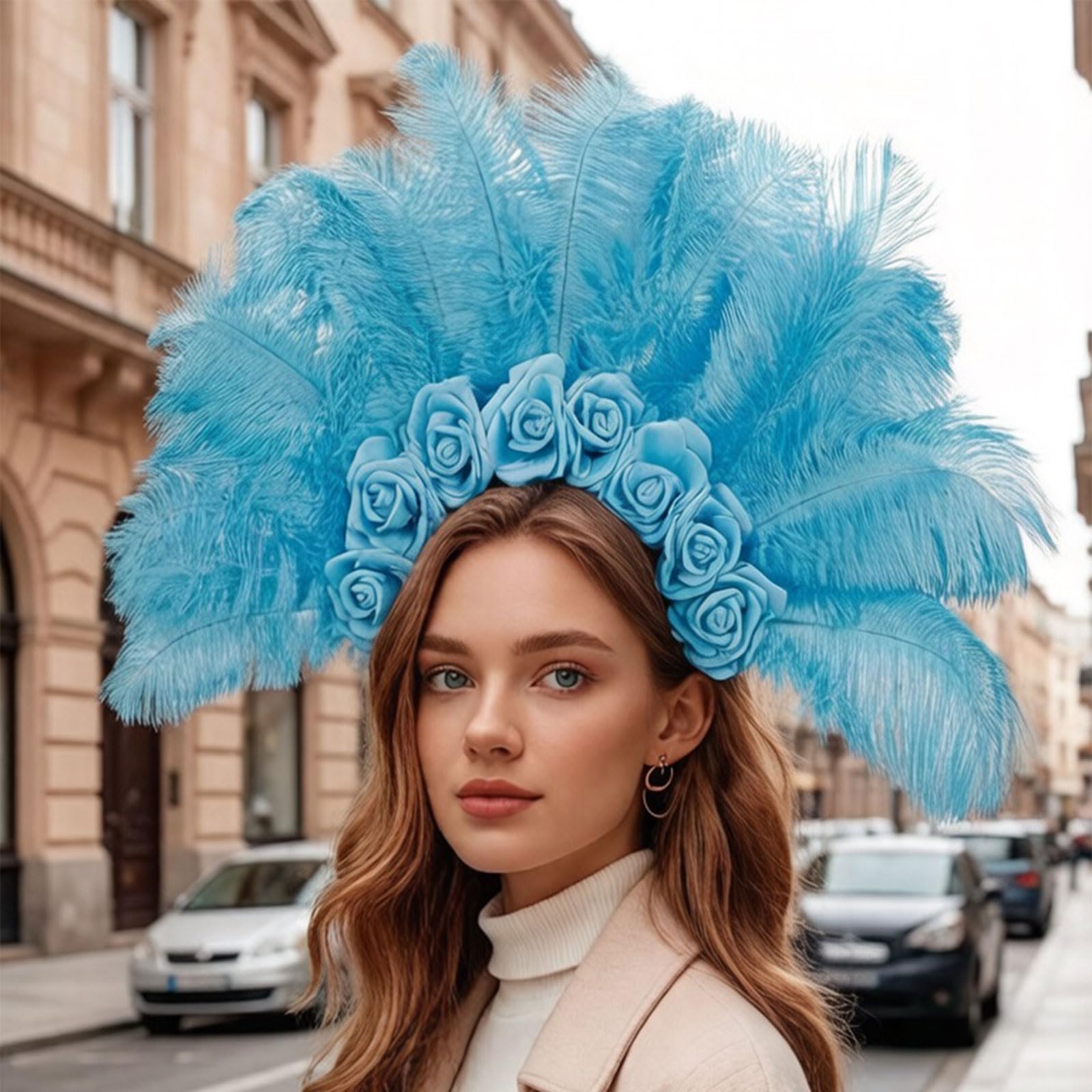 Fascia per capelli con fiori piumati, A | Accessorio per lo styling fasce per capelli con piume colorate per copricapi per feste carnevale per adulti