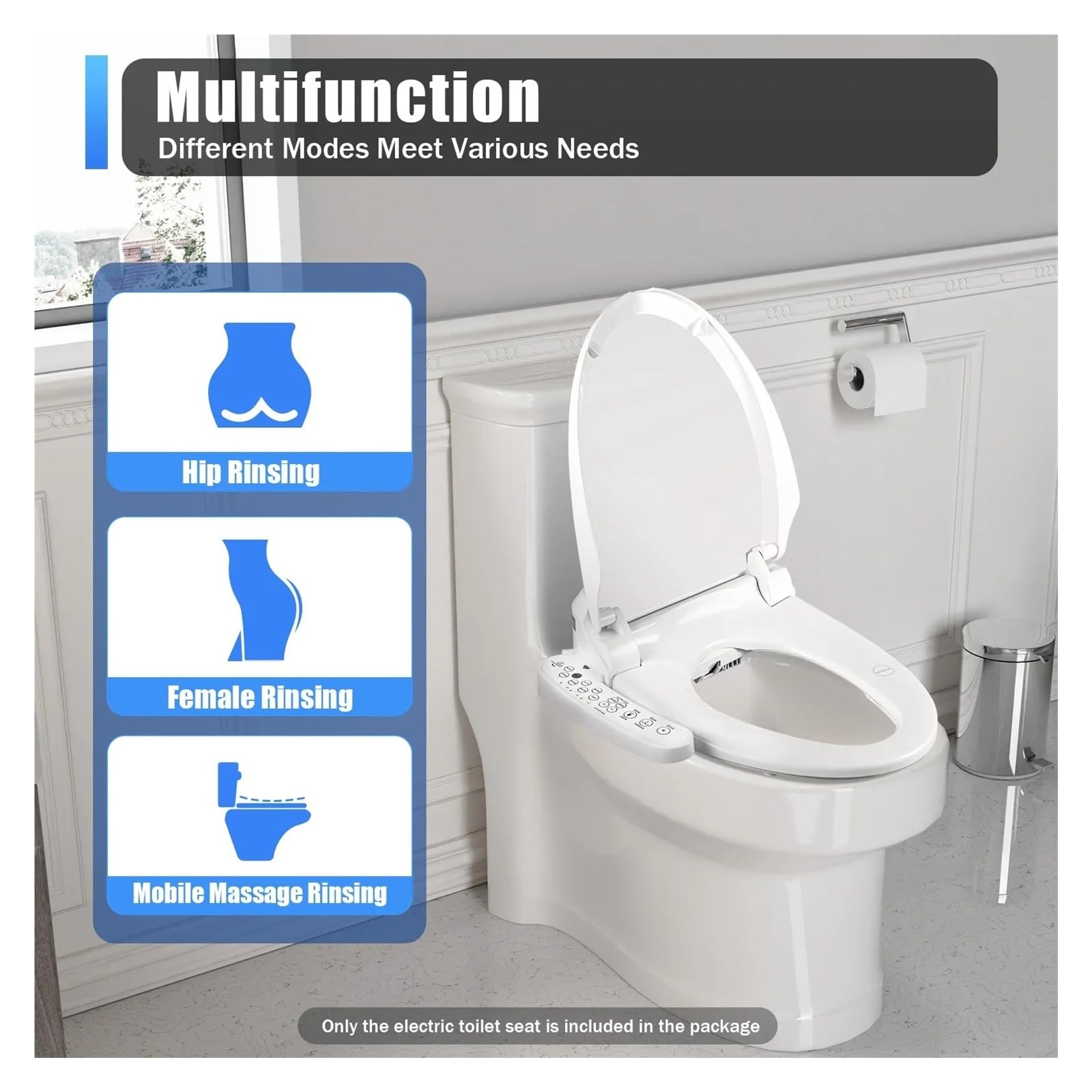 WC Con Doccia Intelligente, Sedile Riscaldato Elettrico, Bidet Deluxe, Temperatura Del'acqua Regolabile, Ugello Autopulente Robusto E Confortevole