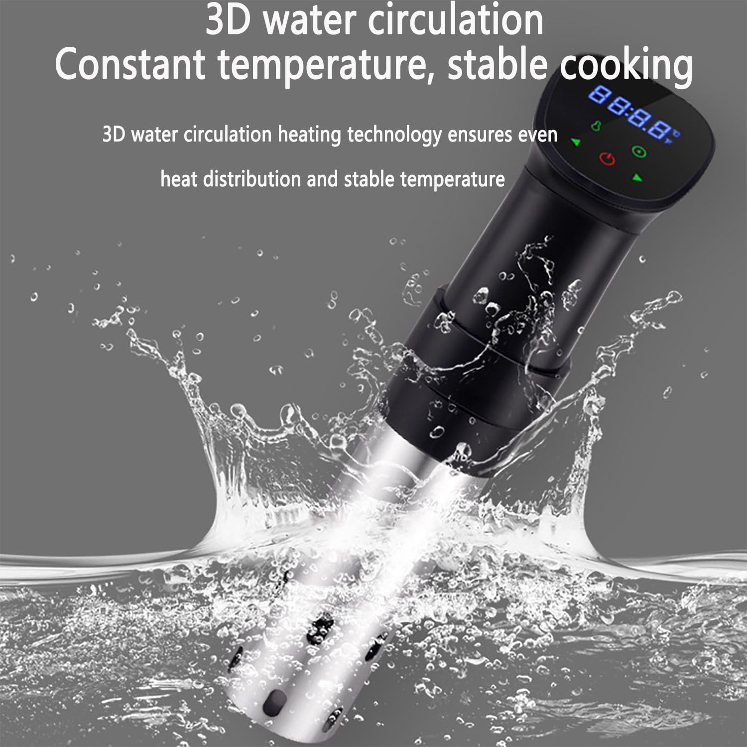 Urządzenie Do Gotowania Sous Vide, Wolno Gotujący Kij Z Panelem Sterowania Z Ekranem Dotykowym, Technologia Grzania Z Cyrkulacją Wody 3D, Zakres Regulacji Temperatury 25°C-92,5°C, Idealne Na Imprezy