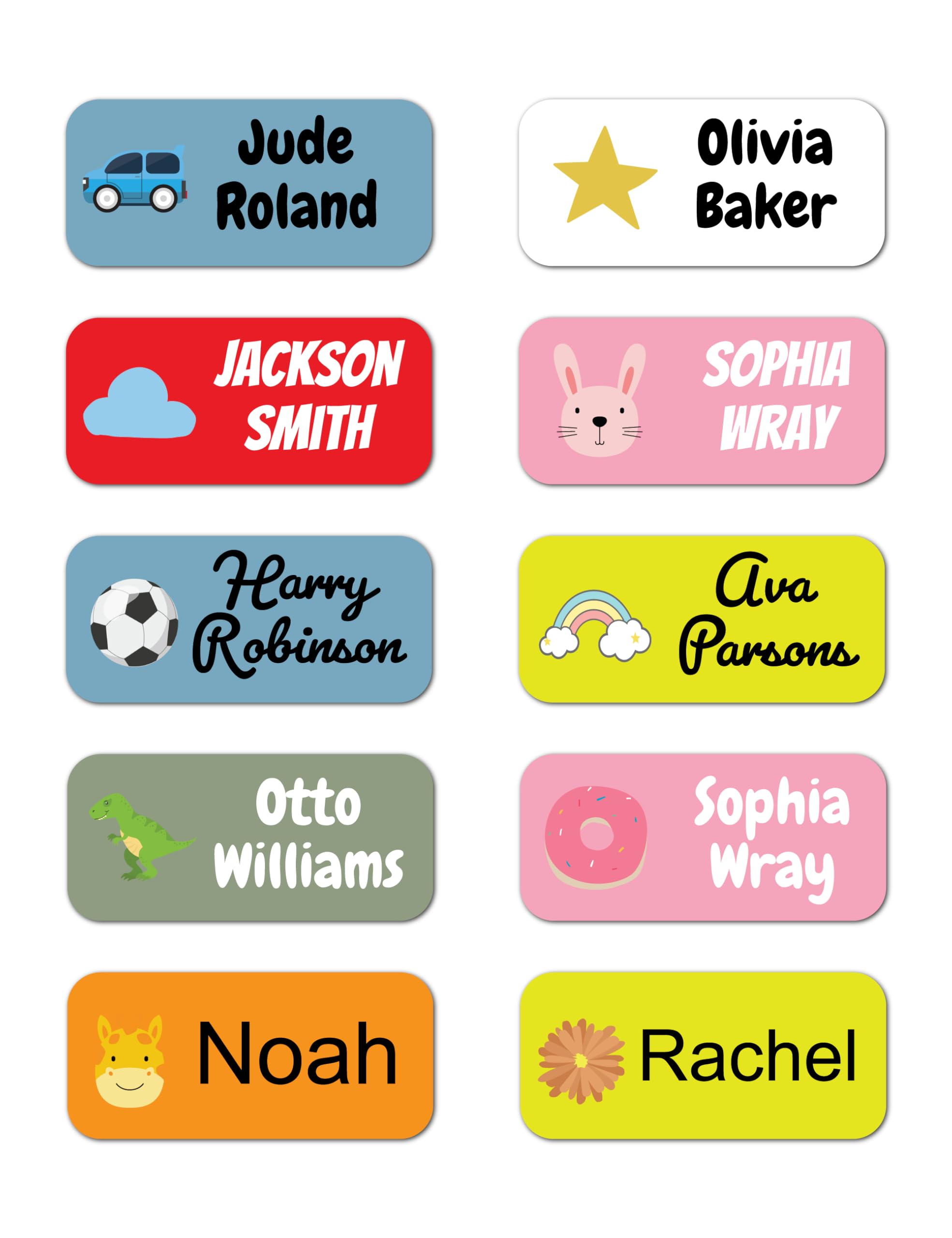 QuoteMyWall 36 x Personalised Stick On Clothing Labels for Kids School Clothes Stationery Water Bottle Lunch Boxes Items - Washing Machine/Tumble Drier & Dishwasher Safe Sticker Tags (Orange)