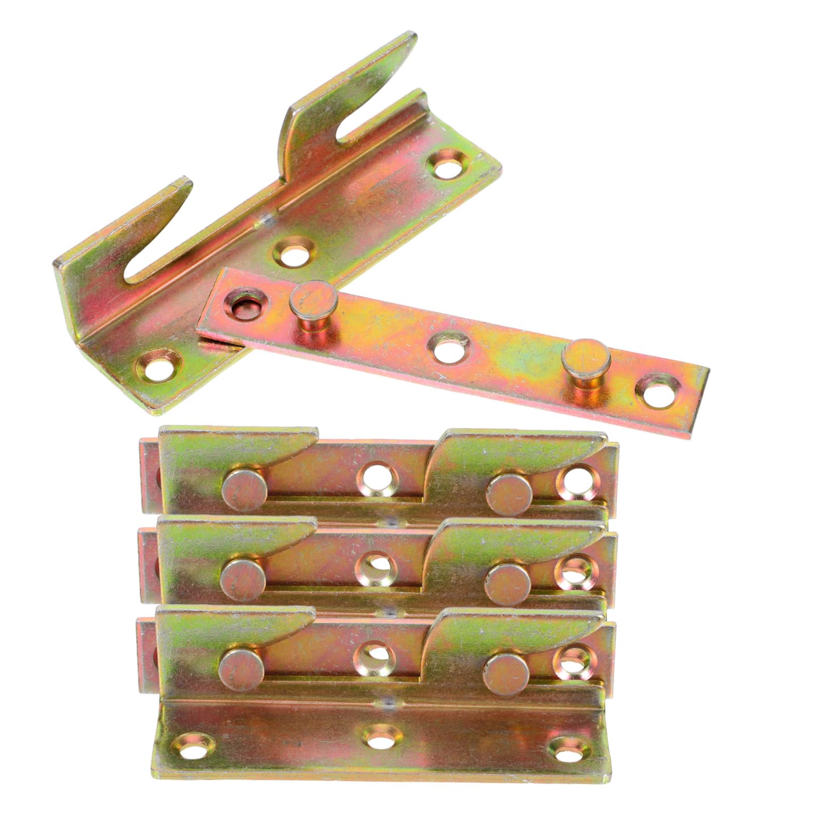 IWOWHERO 4 Sets Bed Hinge Fitting Bracket Heavy Duty Quiet Folding Hardware for Frame Stability with Screws for Home Furniture Installation