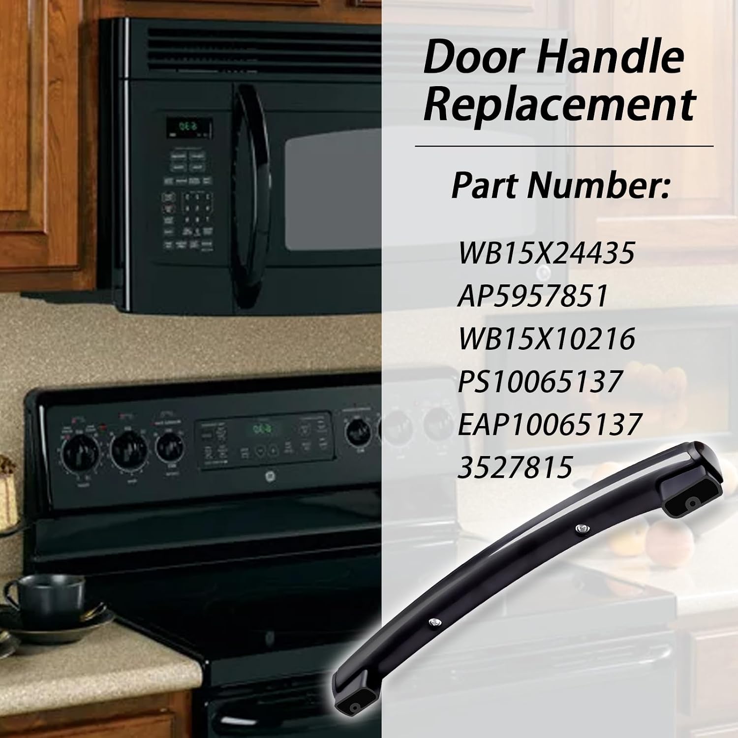 1Pc WB15X24435 Microwave Door Handle,Black,Ergonomic Design