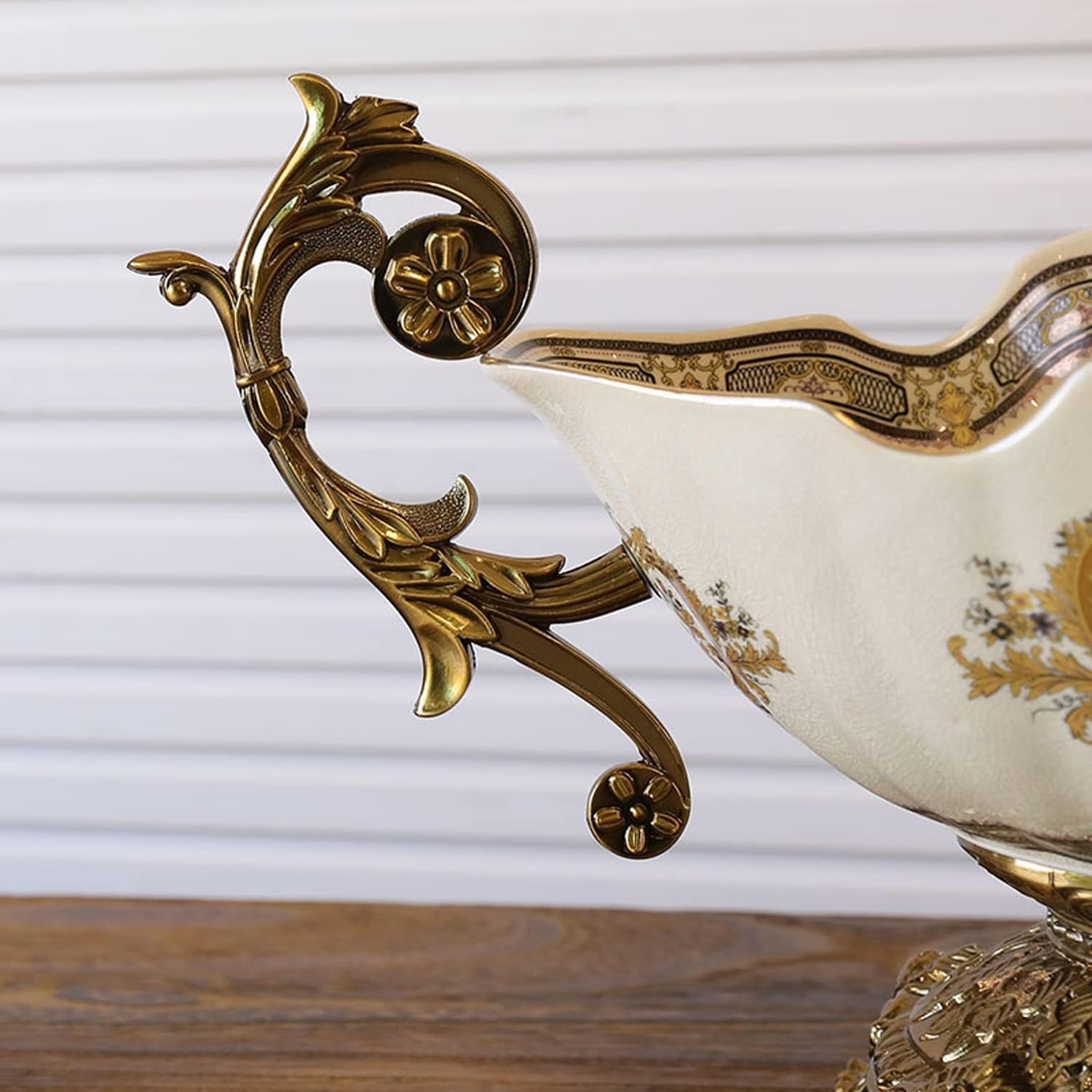 Fruit Binaural Fruit Bowl, Ceramic Dried Fruit Plate Storage Tray With Pedestal, Snacks Nuts Decorative Bowls, Desktop Display Stand Decoration Tray