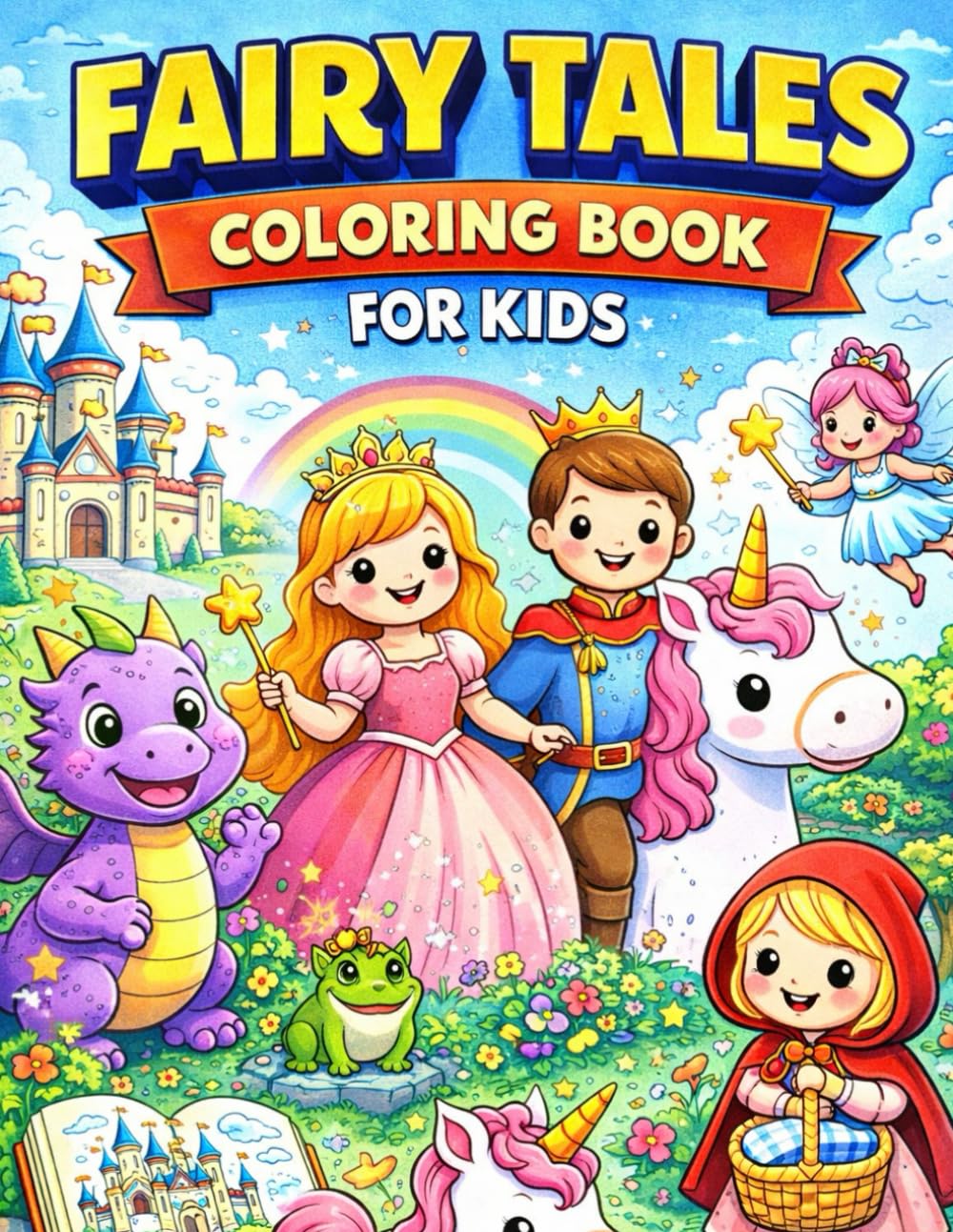 Fairy Tales Coloring Book for Kids: 25 Pages of Princesses, Unicorns, Dragons, Castles & Magical Adventures