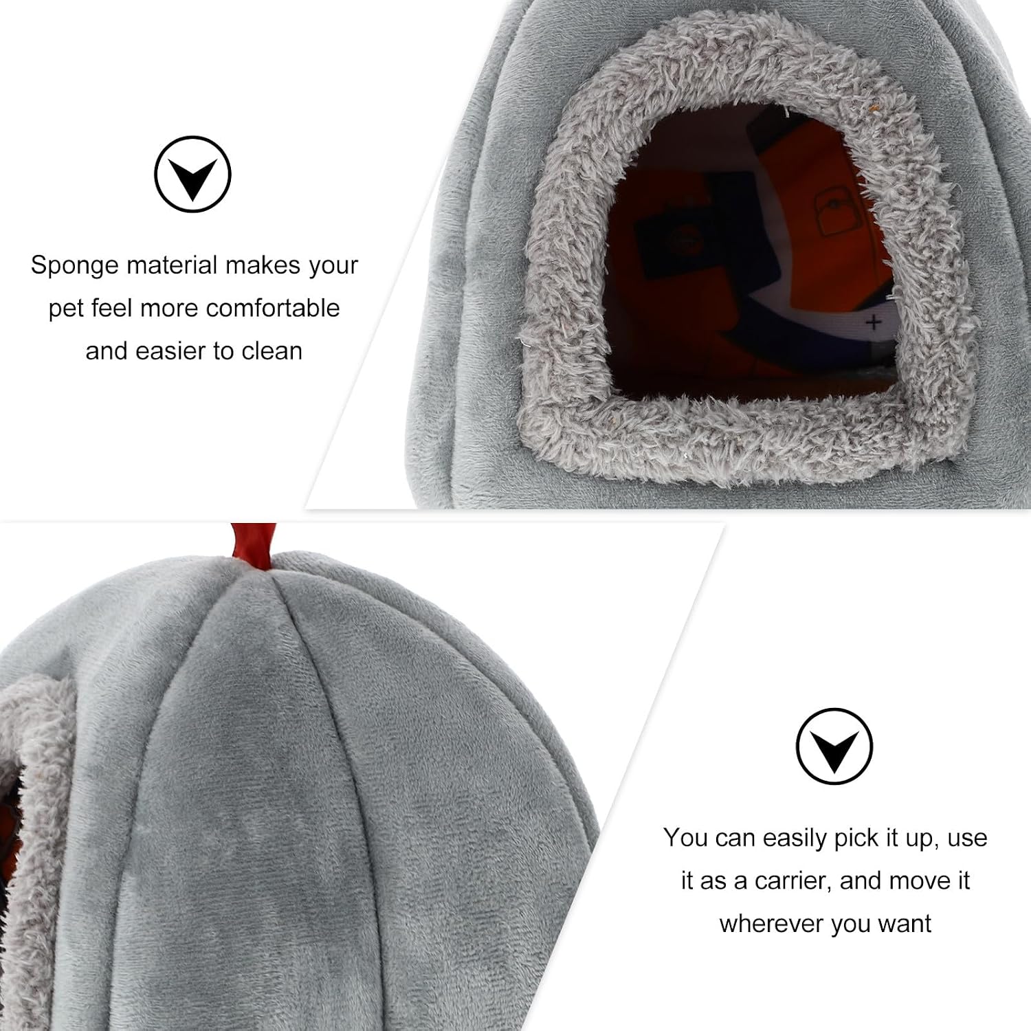 PRETYZOOM Mini Pet Nest Bed for Hamsters Hedgehogs Squirrels Guinea Pigs Winter Warm Small Animal Sleeping House Gray Comfortable Pet Sleep Bed Random Color image 3
