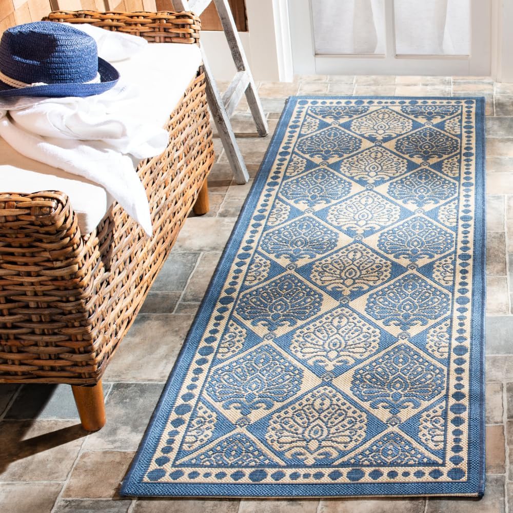 SAFAVIEH Washable Rug Outdoor Courtyard Collection - 2'3" x 6'7" Runner, Rust & Sand, Non-Shedding & Easy Cleaning, Ideal for Patio, Backyard, Mudroom (CY5149A)