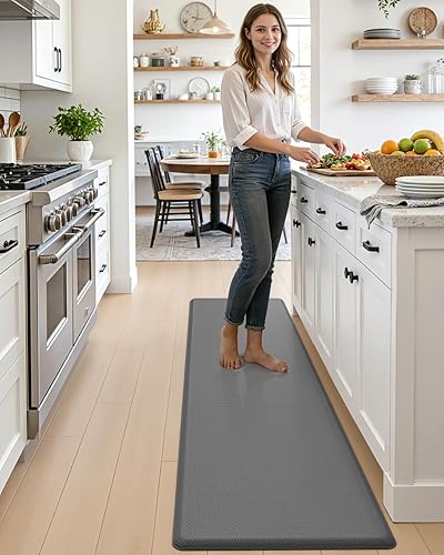 Miniatura 5 de DEXI Tapete de cocina acolchado antifatiga, extra largo, grande, cómodo, impermeable, de espuma viscoelástica, antifatiga, para escritorio, oficina