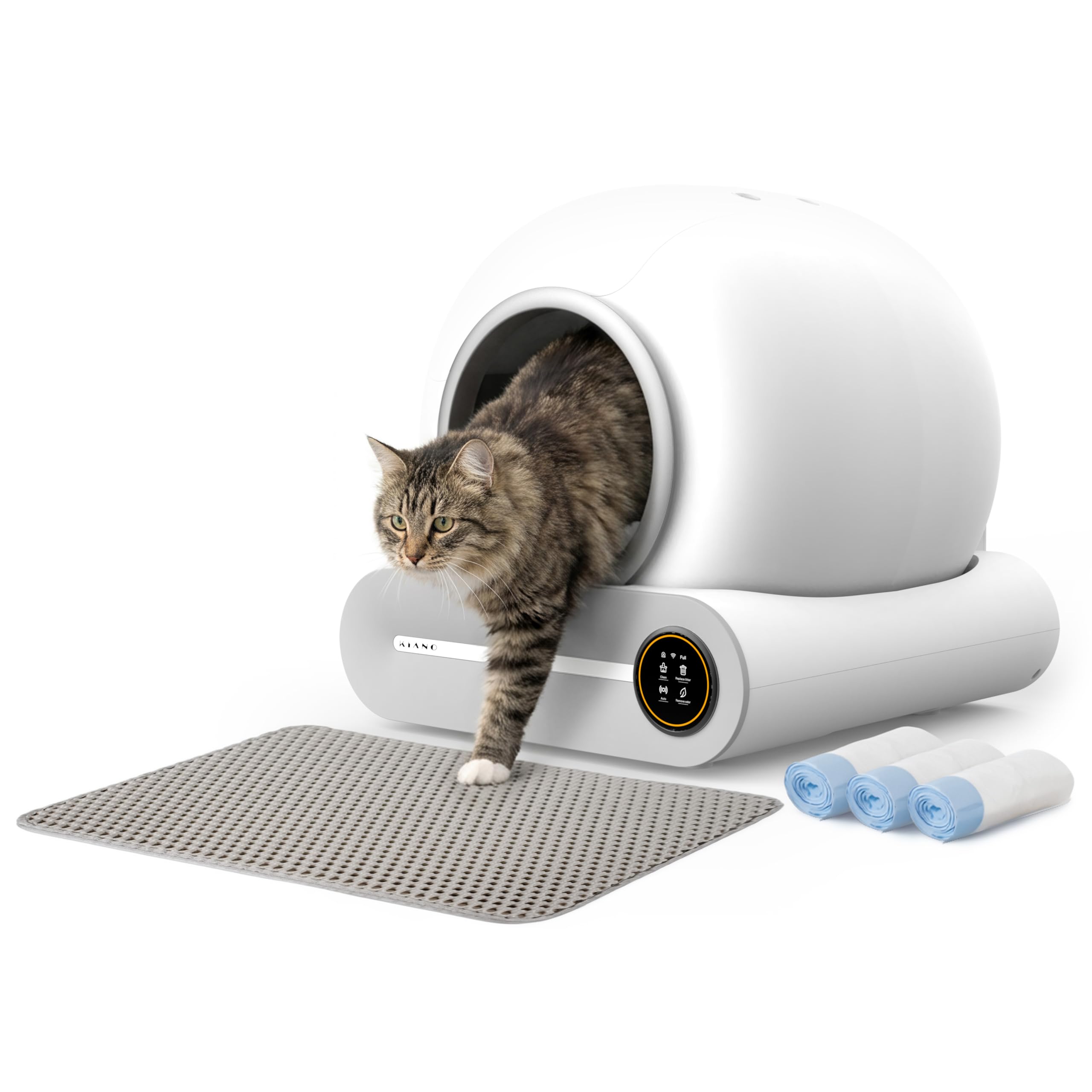 Kiano Luna Lettiera automatica per gatti, autopulente, con controllo app, Wi-Fi, sistema di rimozione degli odori, funzionamento silenzioso < 40 dB, 65 l