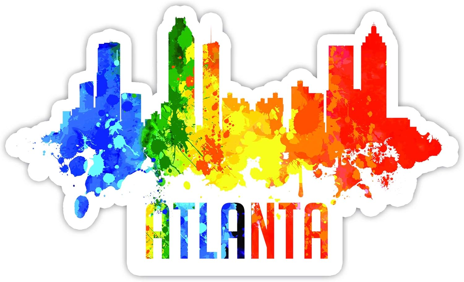 Atlanta Georgia City Skyline - Laptop Stickers - 4" Vinyl Decal - Laptop, Phone, Tablet Vinyl Decal Sticker