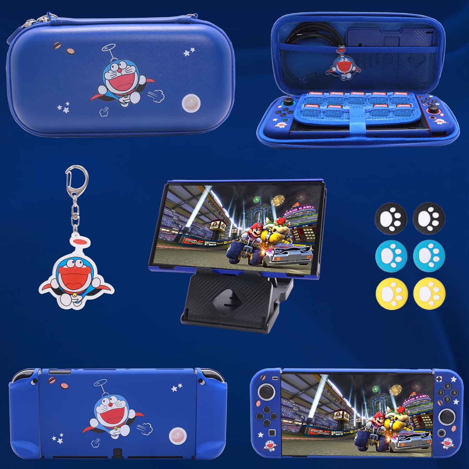 GUTIAL Accessories Bundle for Nintendo Switch OLED - Purple Girly Accessories Kit for Nintendo Switch Oled with Carry Case Screen Protector Cover Case kawaii Stand Cute Thumb Grips for Girls - Purple