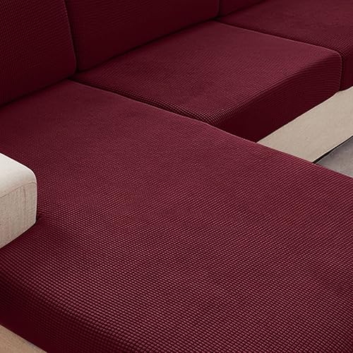 Miniatura 3 de WISEFIN - Funda de sofá modular, cubiertas elásticas de cojín para sofá, protectores de muebles para sofá en forma de L (1 pieza, color rojo vino)