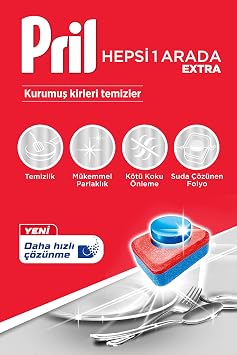 Pril Hepsi Bir Arada Extra Tablet Bulaşık Deterjanı 45 Yıkama 1 x 45 tablet