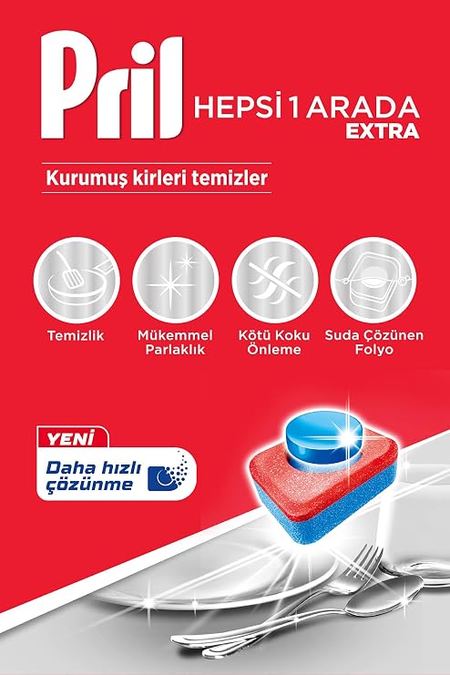 Pril Hepsi Bir Arada Extra Tablet Bulaşık Deterjanı 45 Yıkama 1 x 45 tablet