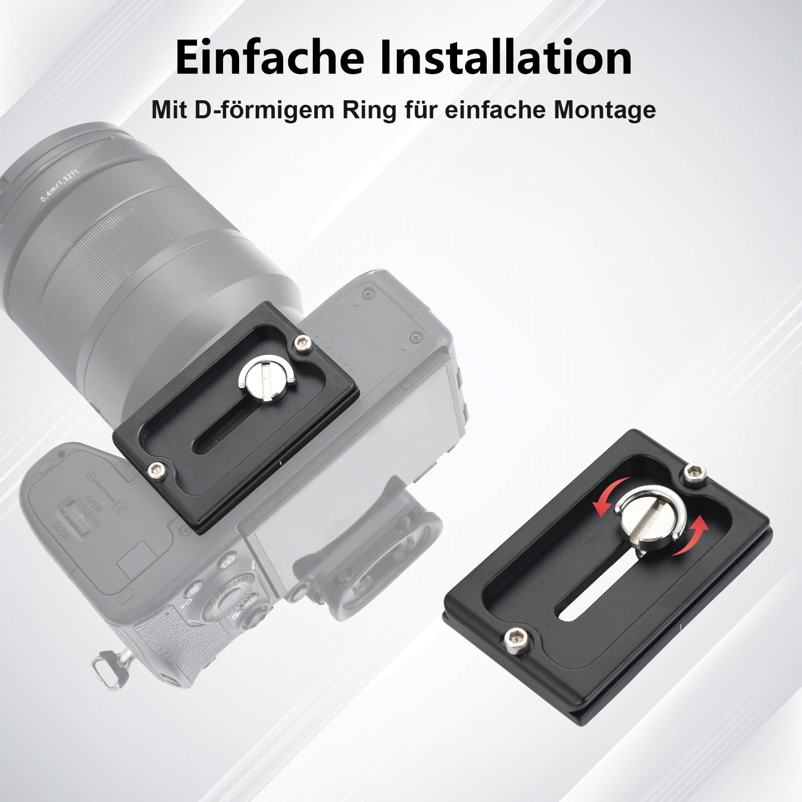 UTEBIT Plaque de Dégagement Rapide PU-60, 2 Pièces Quick Release Plate avec Vis de Caméra 1/4" Arca Swiss Plateau Rapide Compatible pour Trépied, Caméra, Rotule 60mm