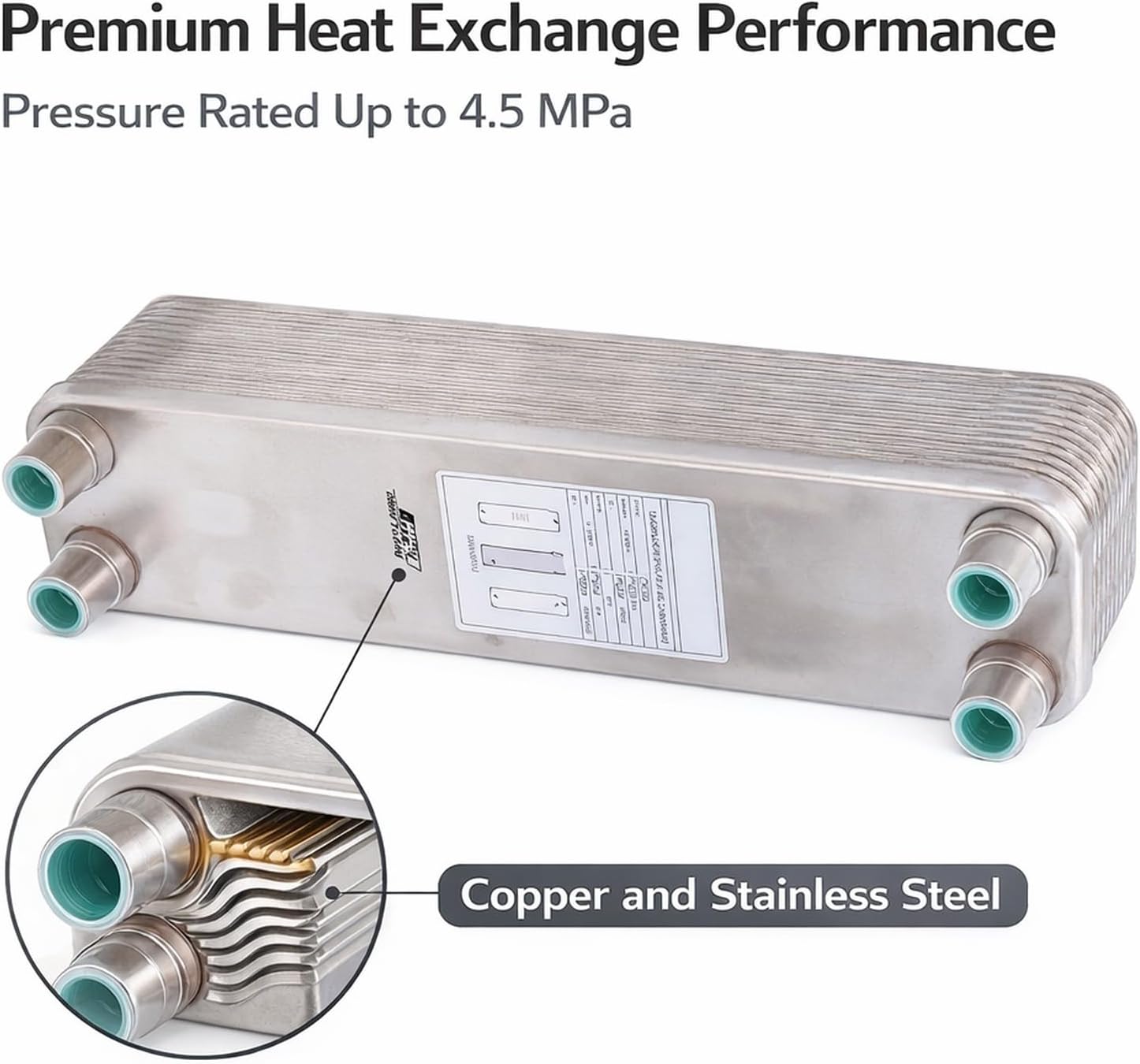 Plate Heat Exchanger Stainless Steel Brazed 4.5MPa Wort Chiller for Beer Water Laboratory - Durable Copper Brazing, Compact Design, Efficient Cooling for Homebrew