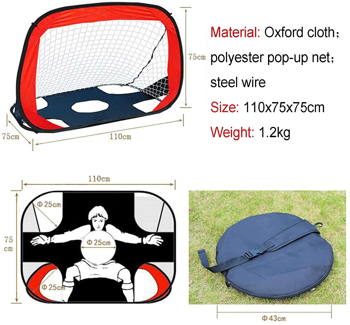 Porta da Calcio 180x120cm Portatile con Borsa | Set Allenamento Giovanile con Scala Agilità & 4 Porte a U | Porta Calcio da Giardino per Adolescenti e Adulto | Facile Montaggio Senza