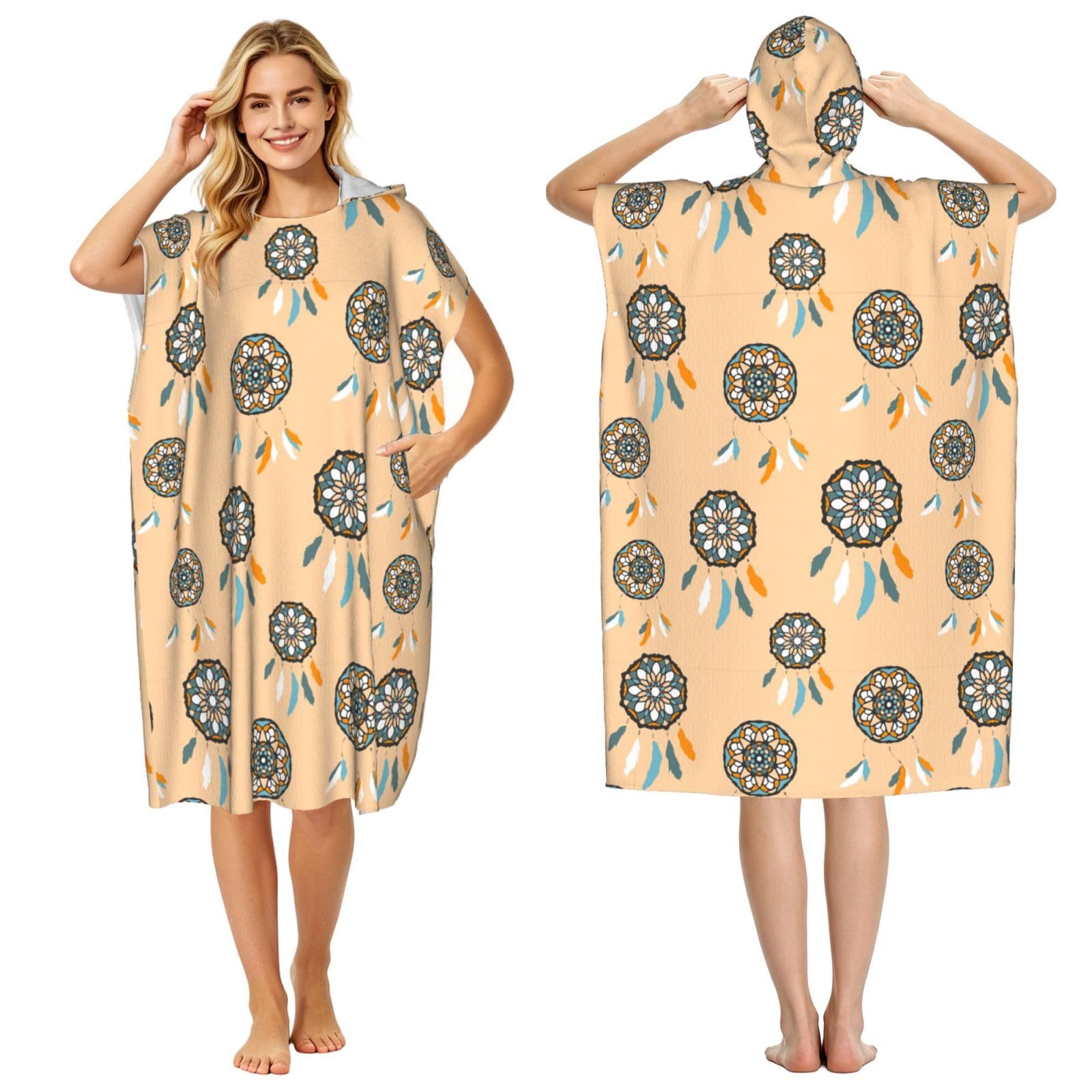 Noble Ren Bohemian Dreamcatcher Adult Hooded Beach Towel Swimming Cover Outdoor Wearable Towels Bath Bathrobe Cape Quick Drying