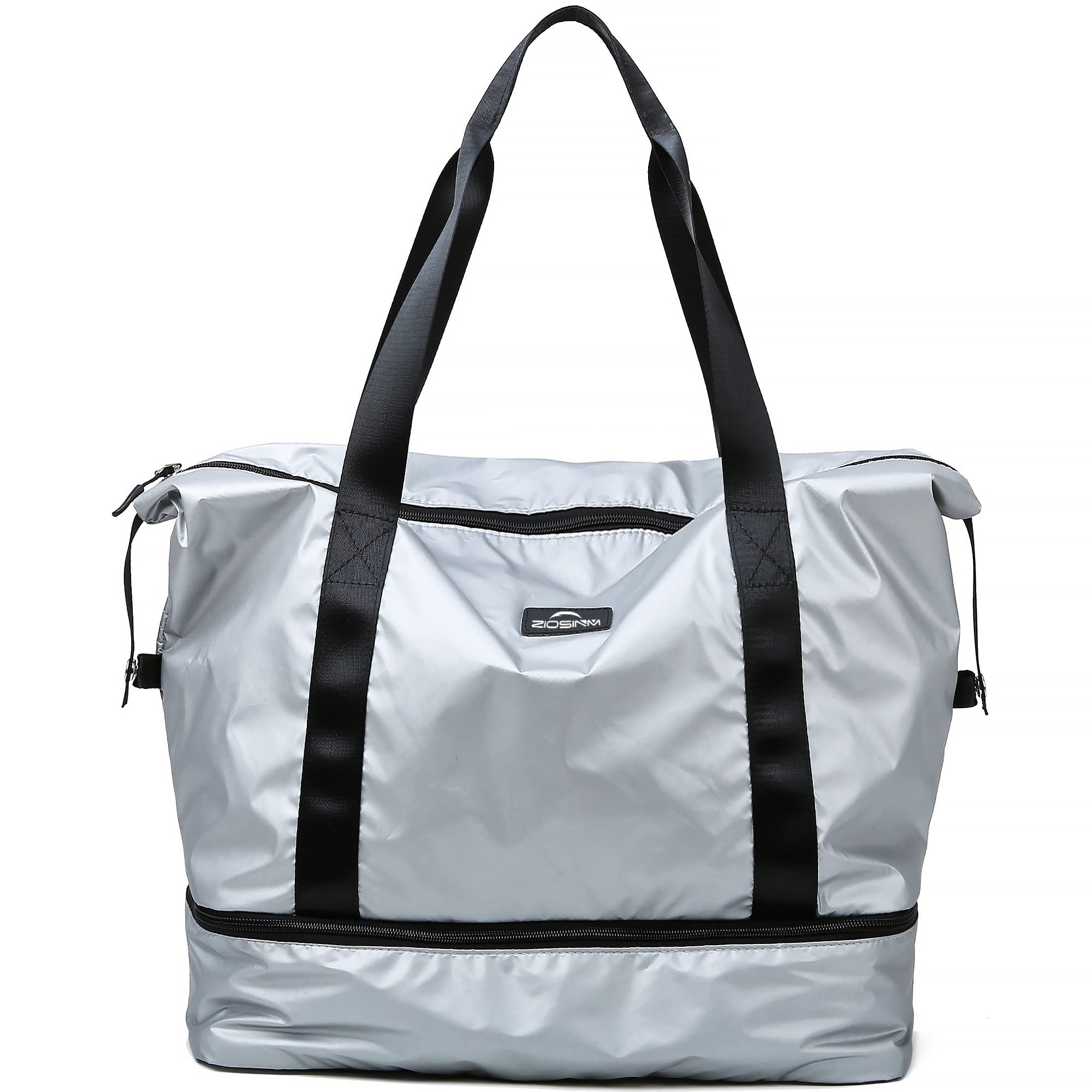 ZIOSINM Gym Bag for Men Women 38L Large Waterproof Travel Bag Tote Bag Training Bag Crossbody Bag Weekend Bag Duffle Bag with Shoes & Wet Compartment (silver), SIMILAR TO LOT PHOTO