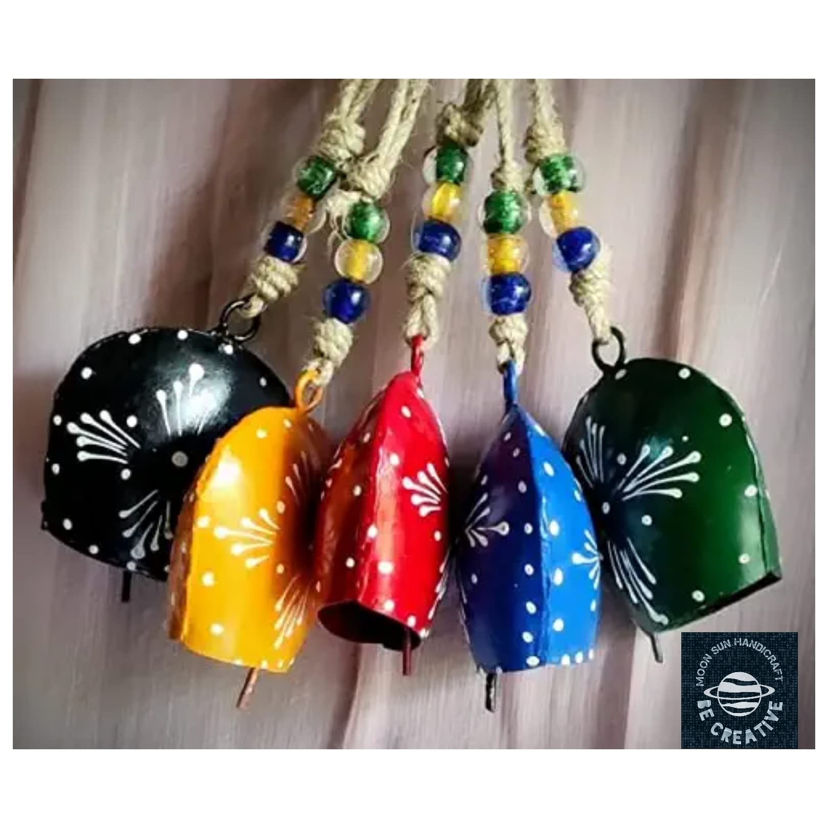 MIRAMAYEE Purse Bell (Painting) - 4"- Hanging Garden Cow Bell - Decorative Wall Hanging - Patio Hanging Bell - Home Wall Decor - Indoor & Outdoor Decoration Set of 5-image-31