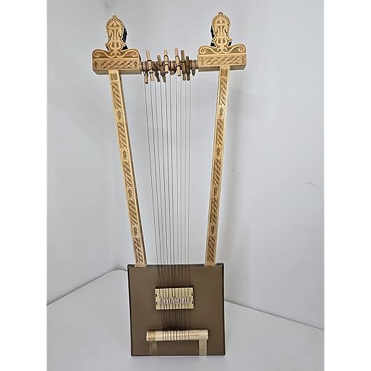 Ethiopian Orthodox Handmade Begena Harp, Traditional Sacred Musical Instrument, Handcrafted in USA with Laser-Engraved Design