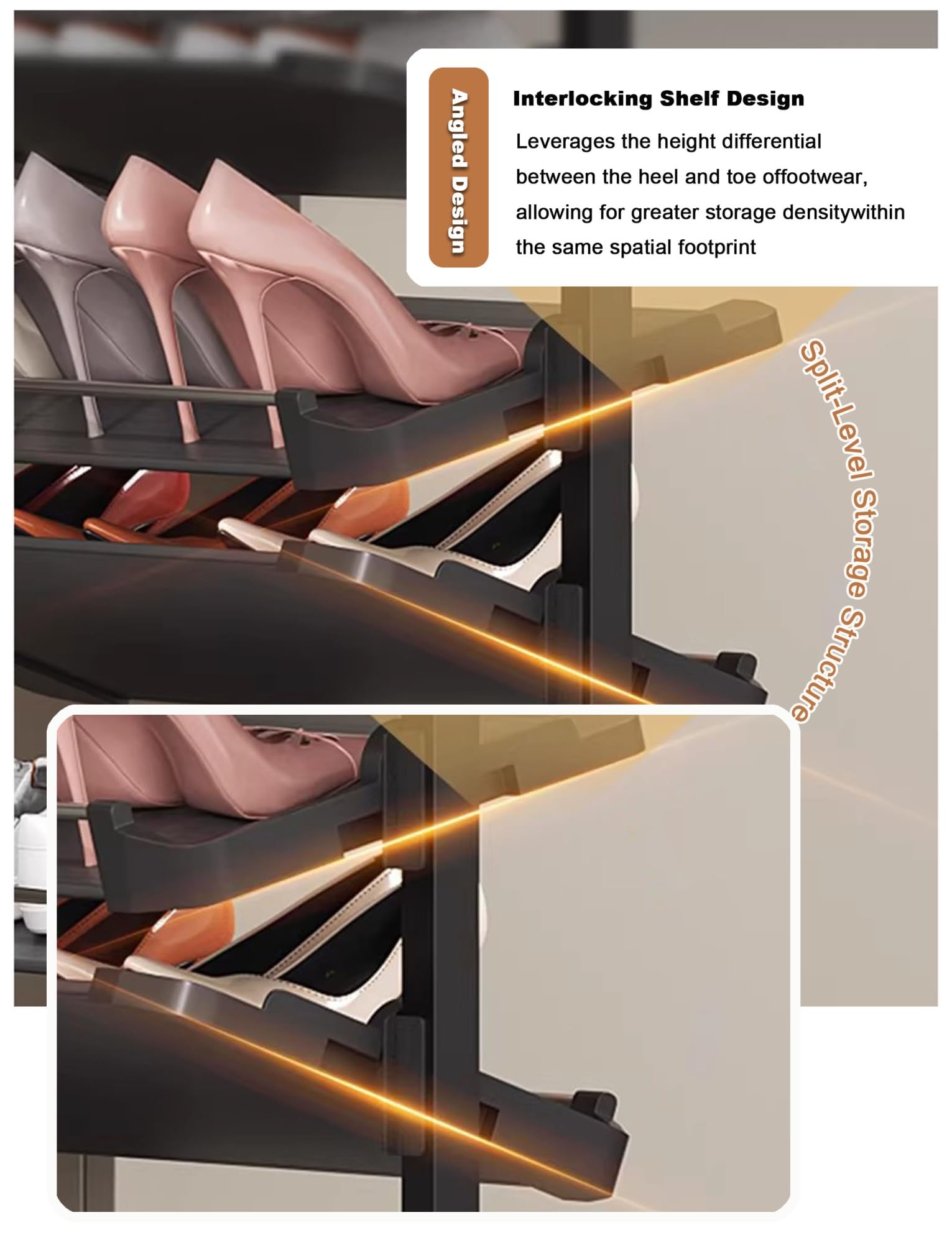 Zapatero extensible de 7 niveles, organizador de zapatos extraíble con base antideslizante, solución de almacenamiento que ahorra espacio para 50 cm de profundidad, perfecto para el hogar y el armario