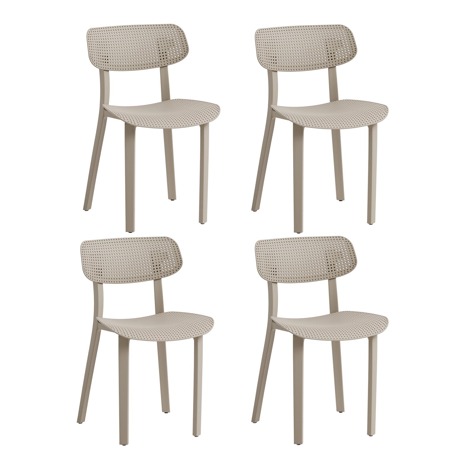 JZGORC Juego de 4 Silla de Comedor, Sillas de Comedor Moderna, Diseño de Orificios Transpirables, Adecuada para Comedor, Sala de Estar, Cocina, Dormitorio, Sala de Recepción - Caqui