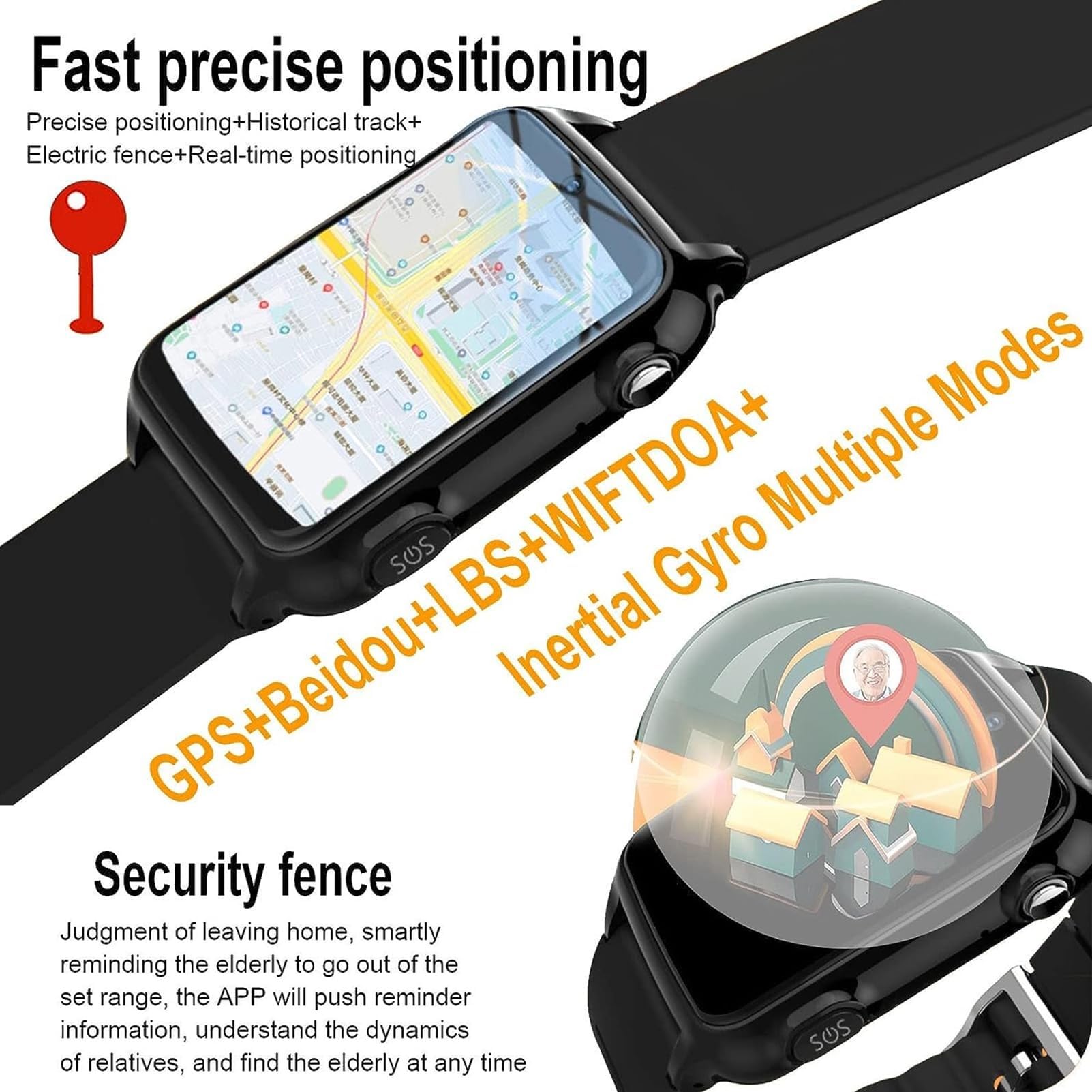 X&Z-XAOY Dispositivos De Alerta De Caídas para Personas Mayores Reloj Inteligente Impermeable Anti-Pérdida Reloj Alarma Personal con Botón SOS Videollamada HD&Carga Magnética para Madre/Padre(Red)
