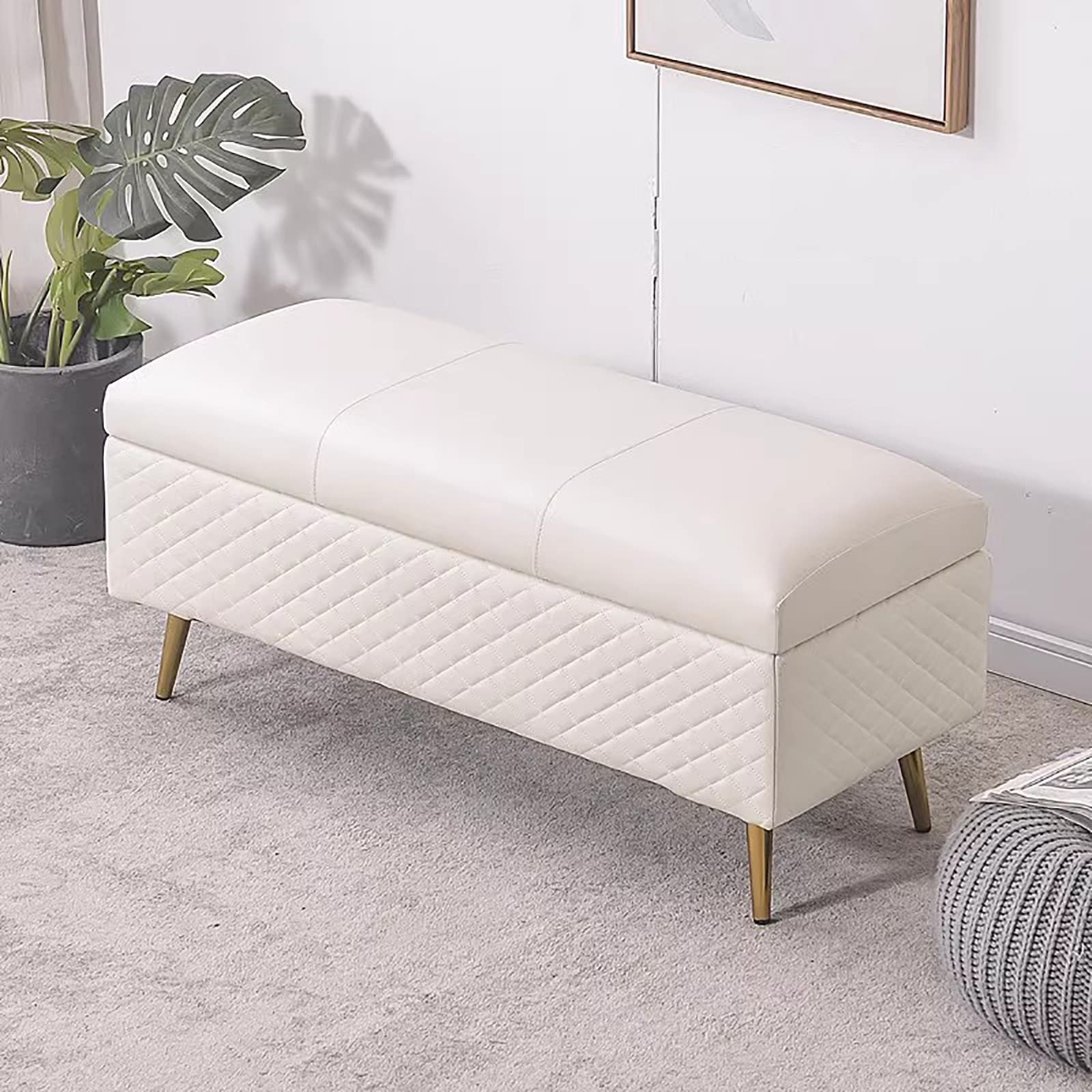 Pouf de rangement capitonné pour salon élégant et chambre raffinée