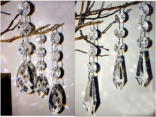 Miniatura 10 de 60 cuentas de cristal acrílico transparente para adornos de Navidad, decoración de árboles, guirnalda, candelabro, decoración para colgar bodas,