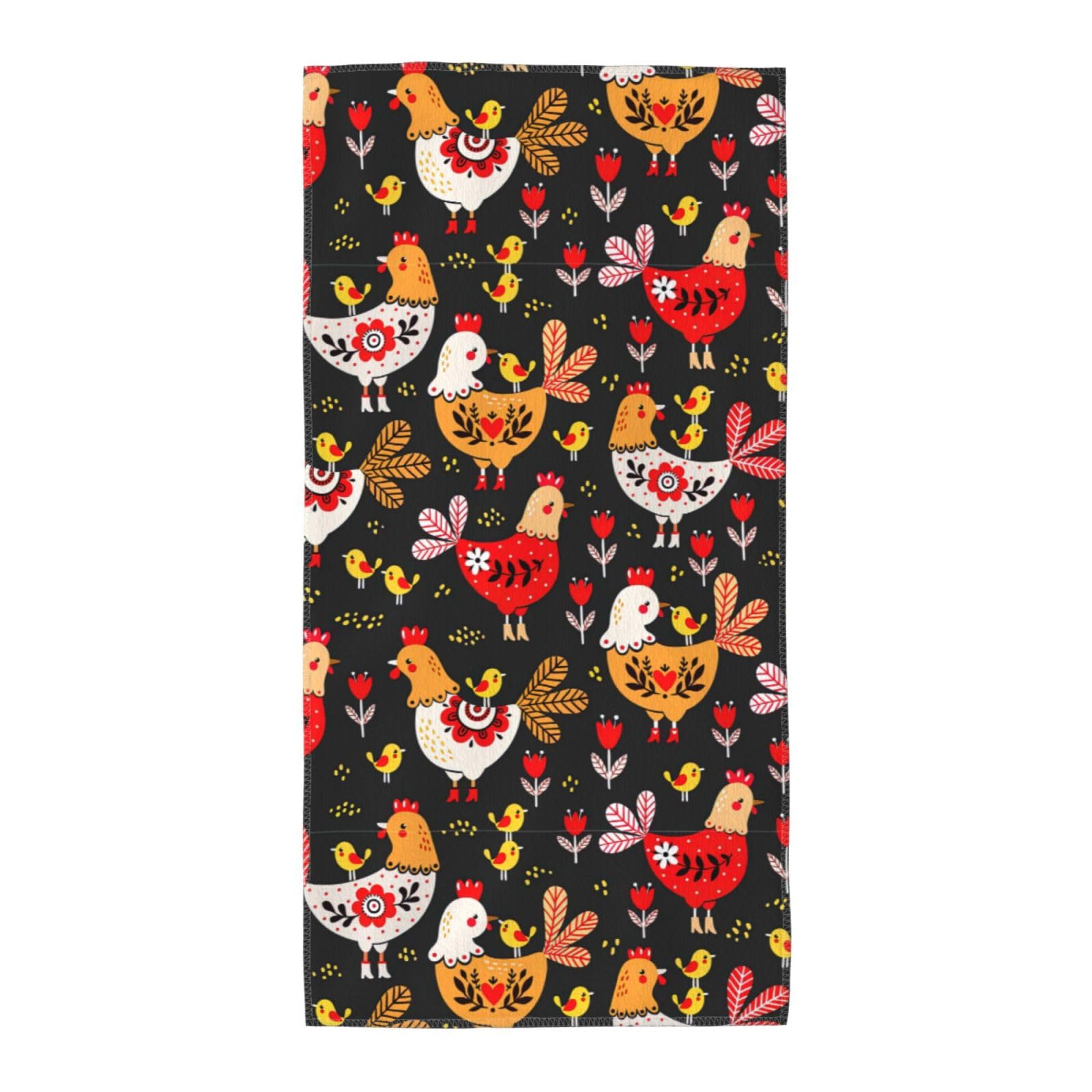 Oazcvbnn Unisex Black Cute Rooster Chickens Print Extra Long Beach Towel Soft Comfortable Quick-Dry Gym Hiking Picnics Swimming