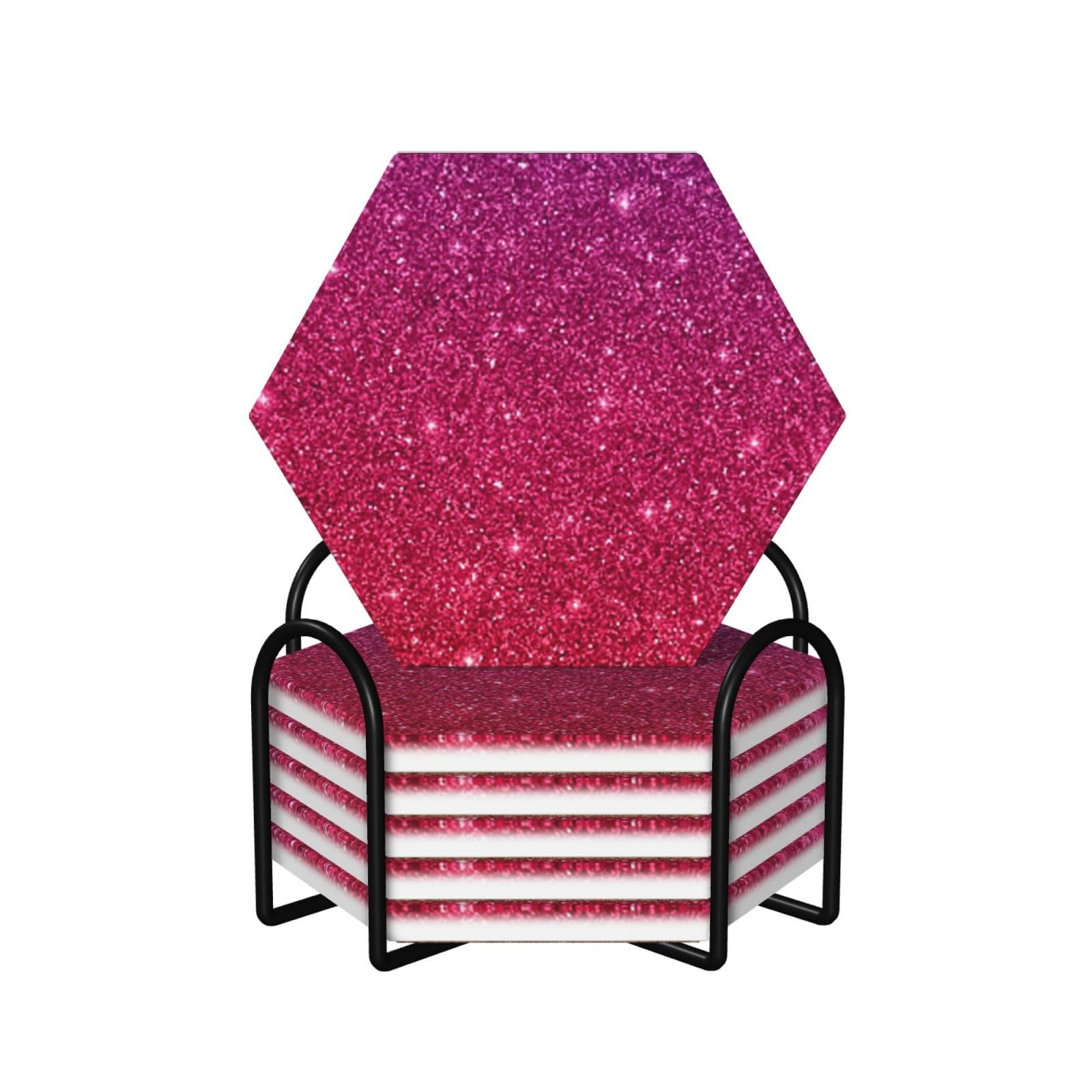 Dessous de verre en céramique scintillante (lot de 6) absorbants et antidérapants pour la table