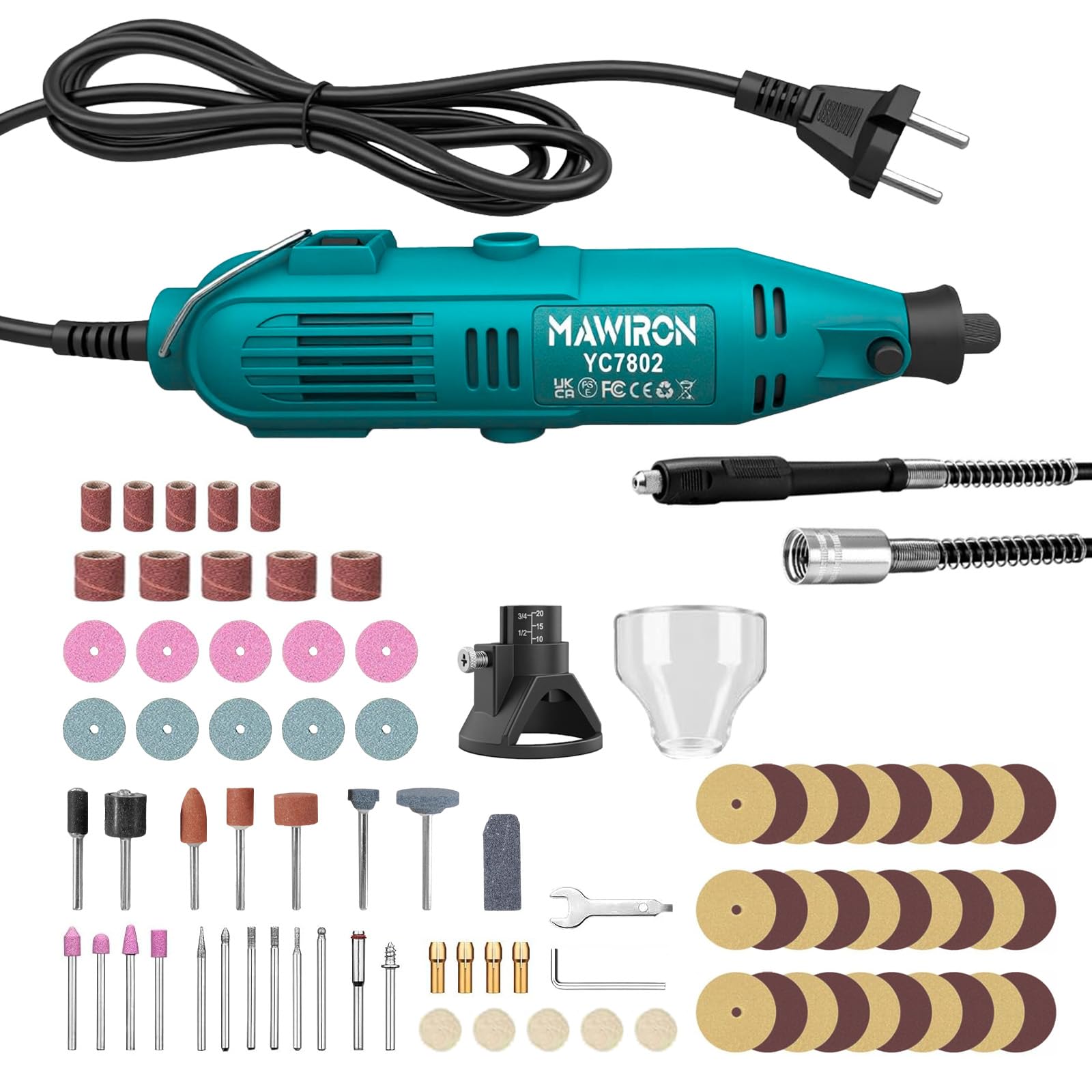 100W Rotationswerkzeug, variable Geschwindigkeit Rotationswerkzeug-Kit mit Flexwelle, 80pcs Zubehör-Kit & 8000-35000RPM Multi-Werkzeug, perfekt für Detailschleifen, Gravieren und Holzschnitzerei