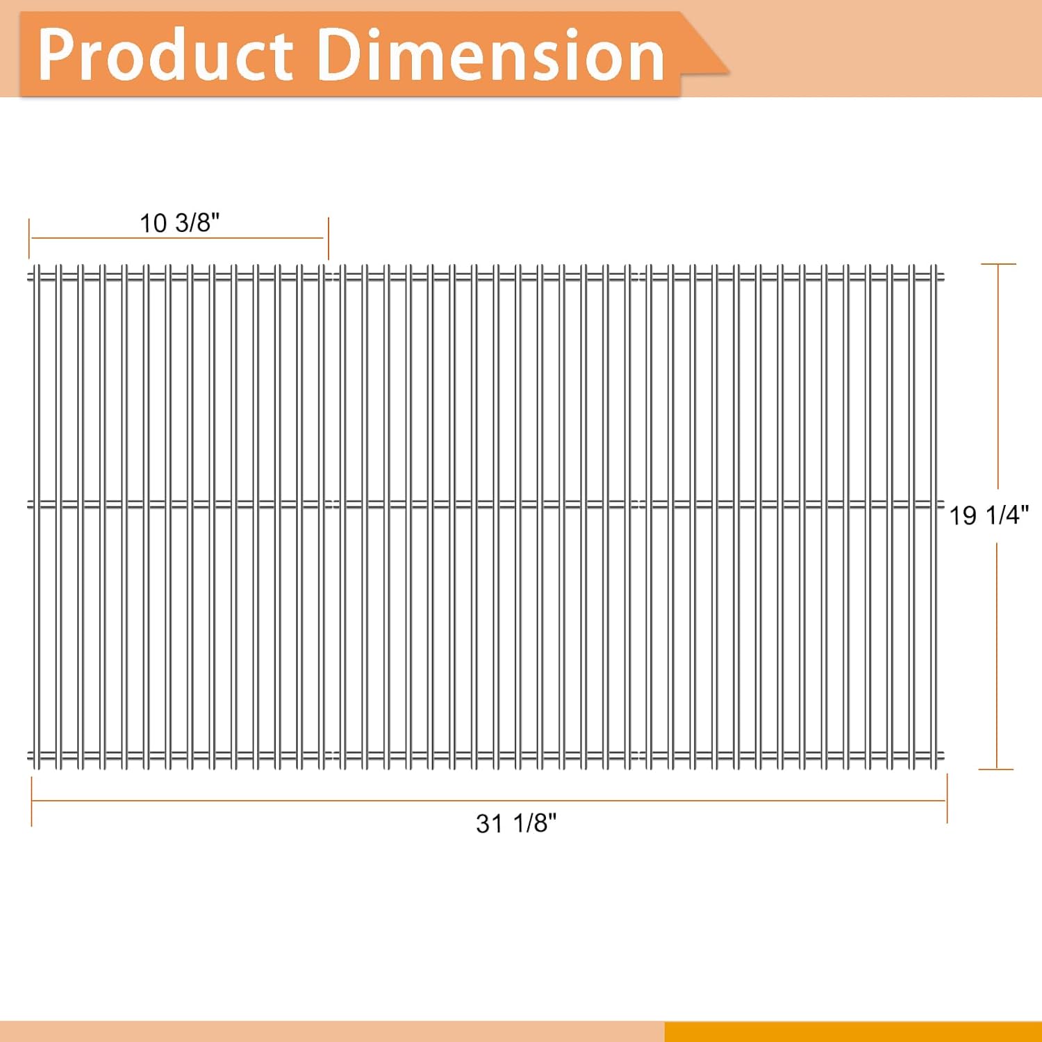 19 1/4" Stainless Steel Grill Grates Replacement for Nexgrill 720-0025, 720-0073, Jenn-Air 720-0062, Brinkmann 810-8500-S, 810-8501-S, Charmglow 720-0234, 720-0289 and Other Gas Grill Models