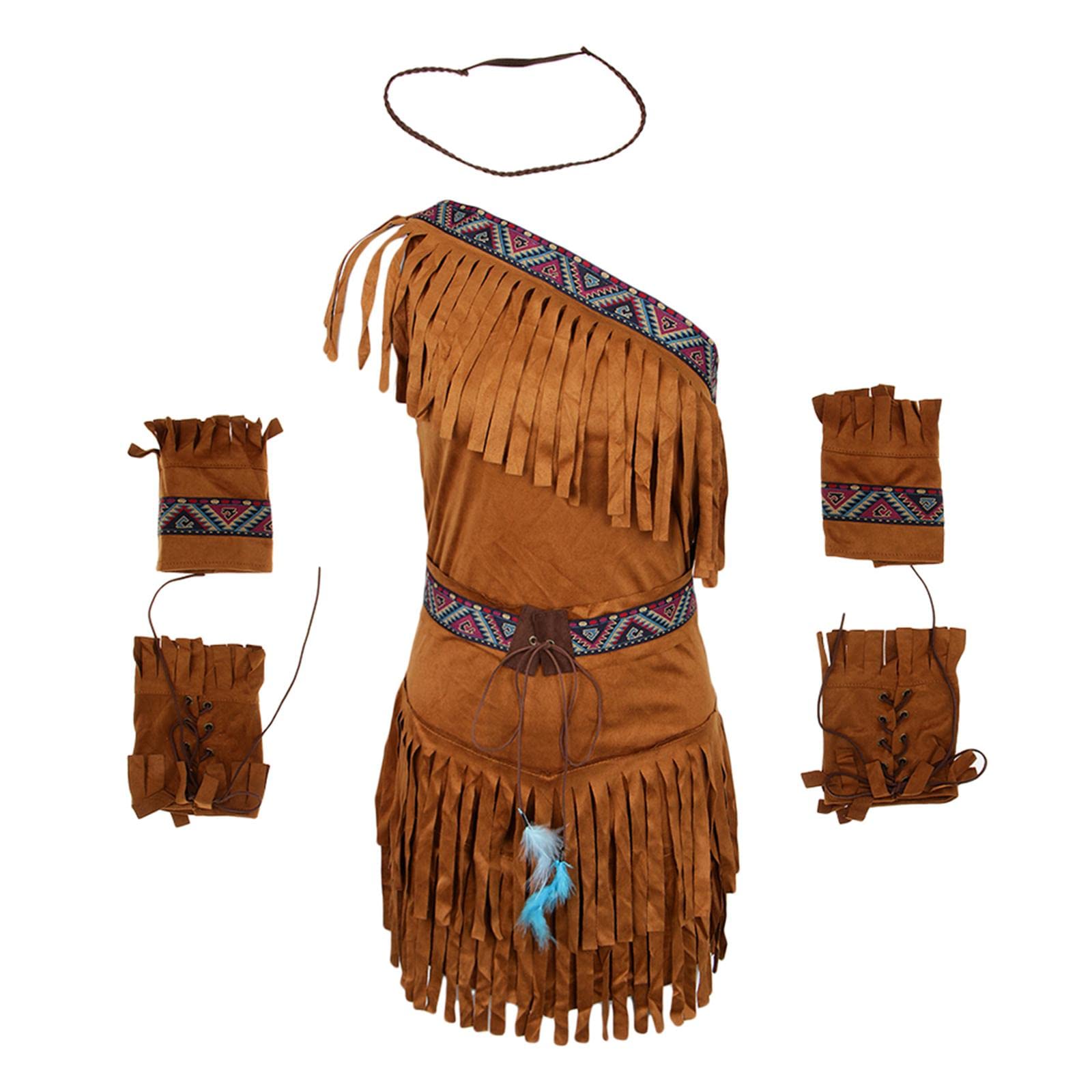 snappsy Women Tassel Suede Indian Costume Native America PrincessPocahontas Outfit XL-picture-39