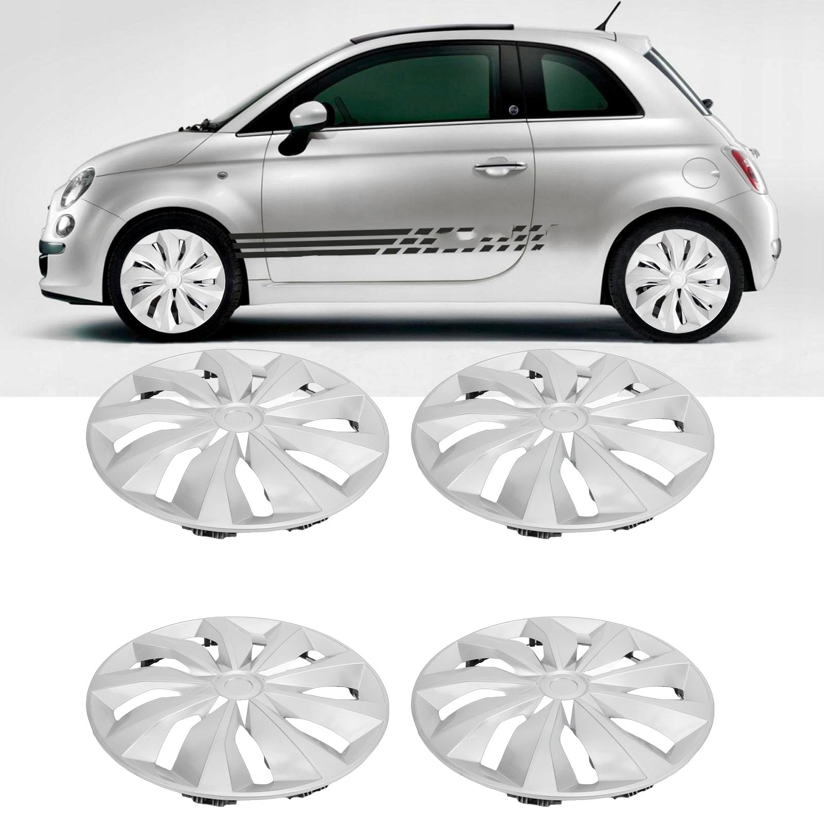 Copricerchio, Confezione da 4 Copricerchi Universali per Coprimozzo R15 da 15 Pollici Copricerchi in ABS con Installazione a Scatto per 208 500 V40 Auto Camion SUV