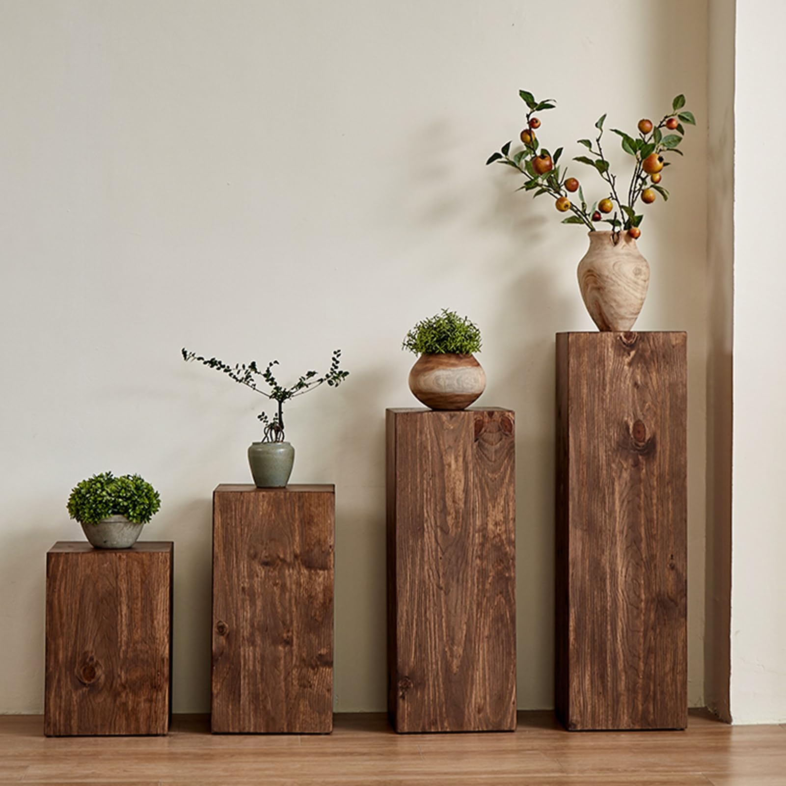 Pedestal Cubo Madera, Base Plataforma Exhibición Esculturas Cubo, Pilares Pedestal Cuadrados para Tiendas Ropa para Decoraciones Fiestas Exhibición(marrón,30X30X45cm)